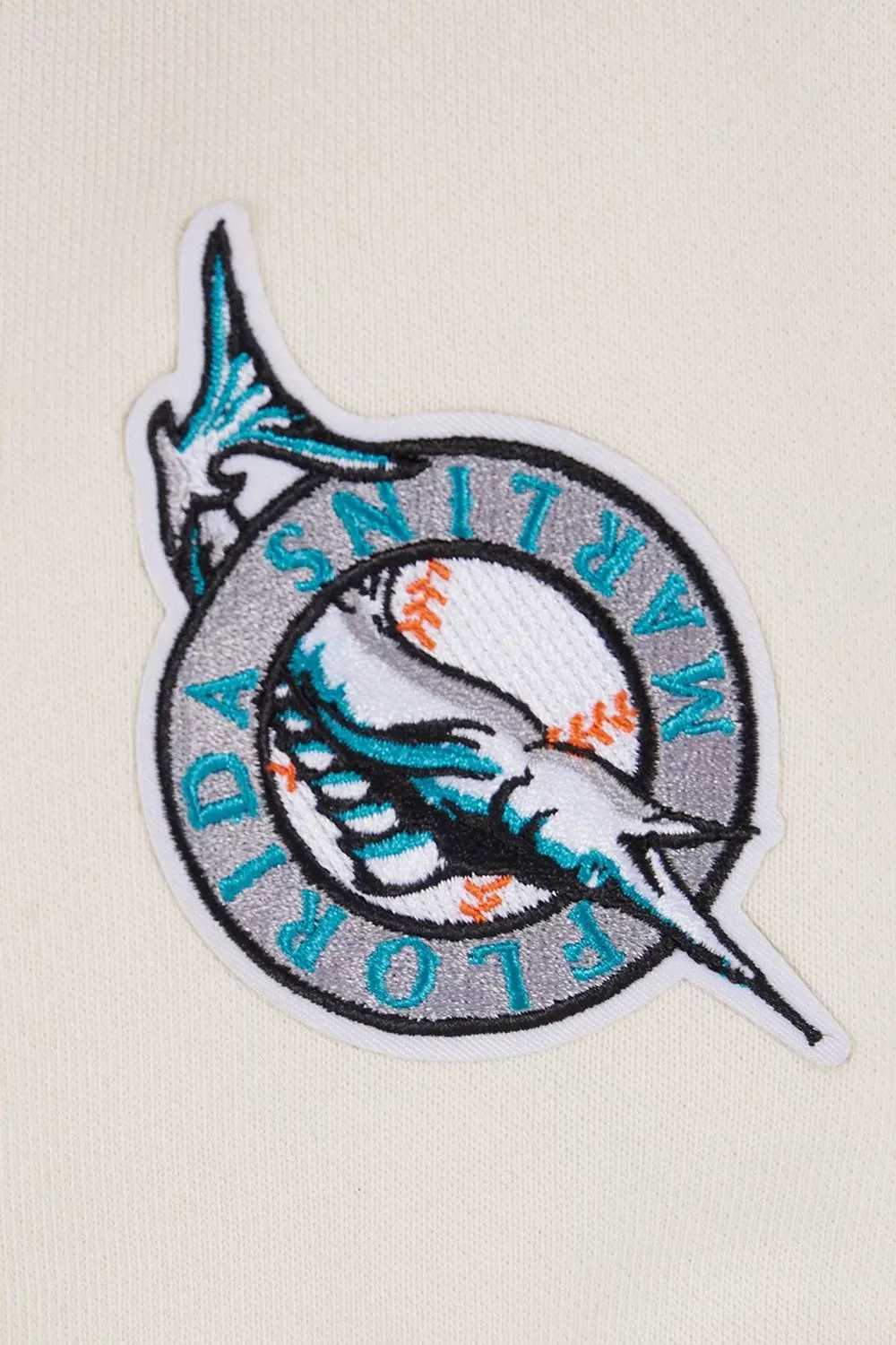 Pro Standard Women's MLB Miami Marlins Retro Classic Cropped Fleece Hoodie -Eggshell/Black - EGGSHELL/BLACK