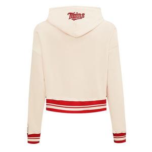 Pro Standard Women's MLB Minnesota Twins Retro Classic Cropped Fleece Hoodie -Eggshell/Red