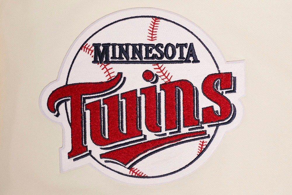 Pro Standard Women's MLB Minnesota Twins Retro Classic Cropped Fleece Hoodie -Eggshell/Red - EGGSHELL/RED Thumbnail View 5