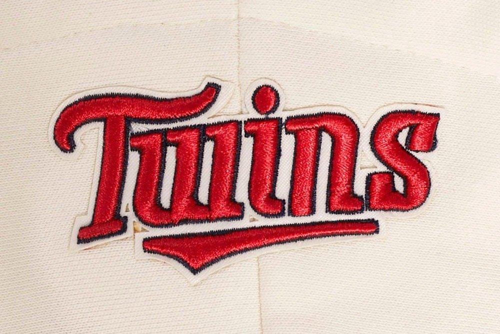 Pro Standard Women's MLB Minnesota Twins Retro Classic Cropped Fleece Hoodie - Eggshell/Red - EGGSHELL/RED Thumbnail View 7