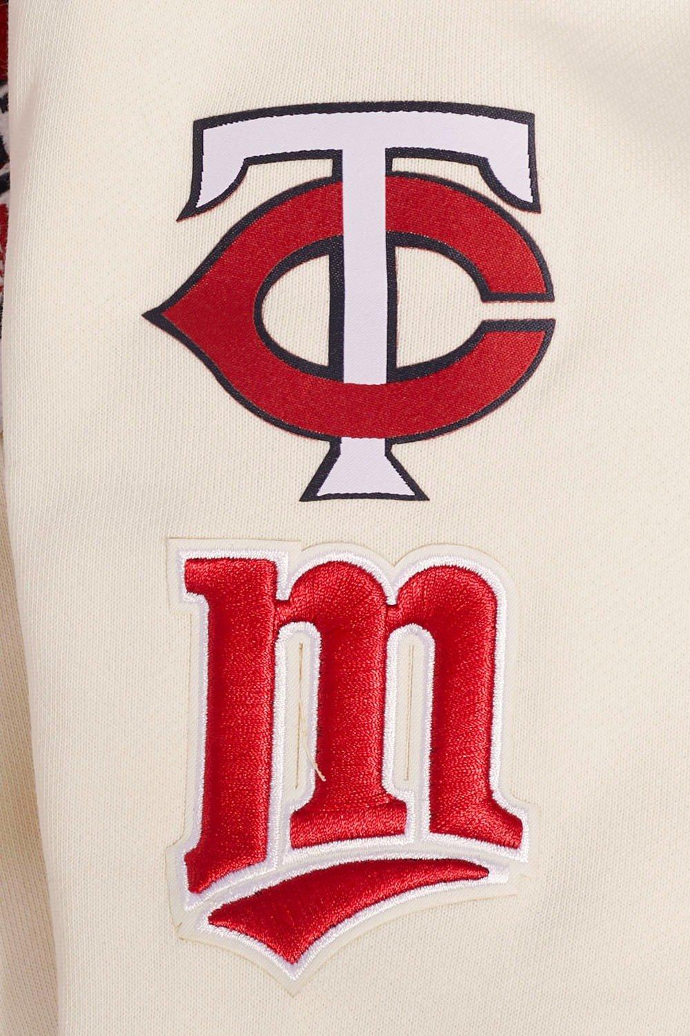 Pro Standard Women's MLB Minnesota Twins Retro Classic Cropped Fleece Hoodie -Eggshell/Red - EGGSHELL/RED Thumbnail View 8