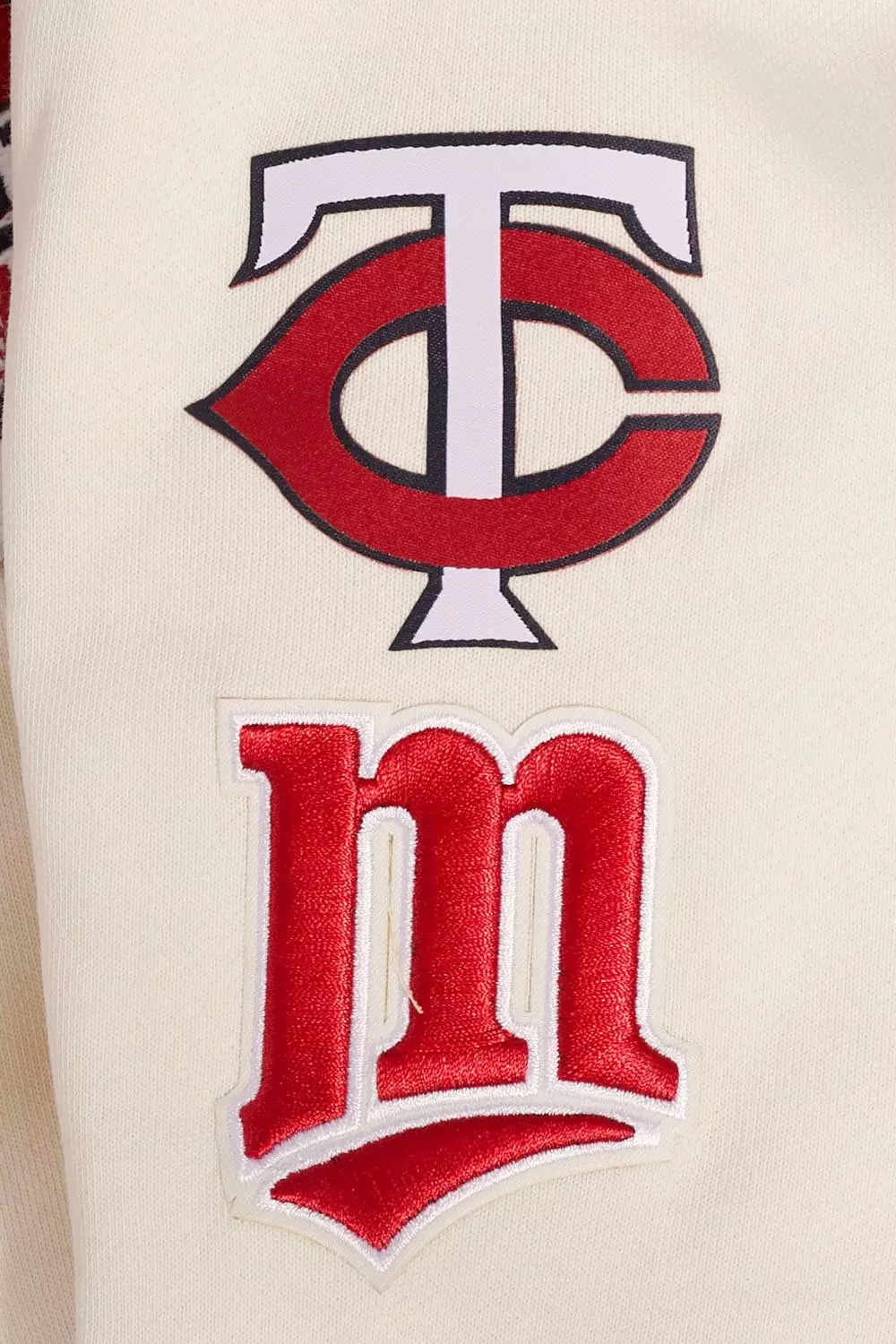 Pro Standard Women's MLB Minnesota Twins Retro Classic Cropped Fleece Hoodie -Eggshell/Red - EGGSHELL/RED