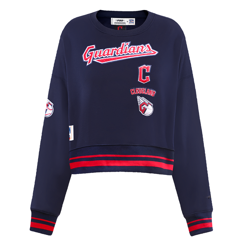 Pro Standard Women's Cleveland Guardians Retro Classics Crewneck - Navy/Red - NAVY/RED Thumbnail View 1