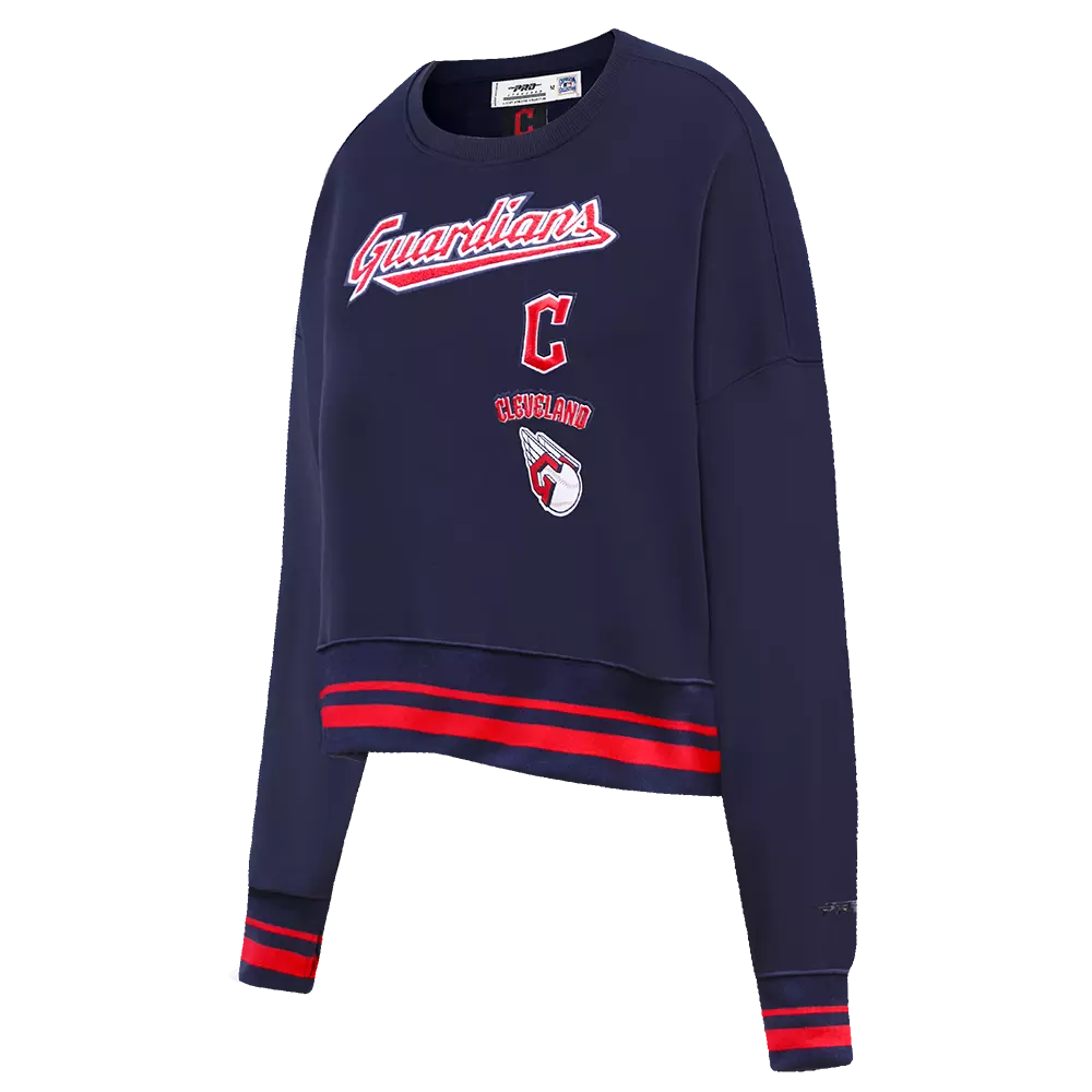 Pro Standard Women's Cleveland Guardians Retro Classics Crewneck - Navy/Red - NAVY/RED