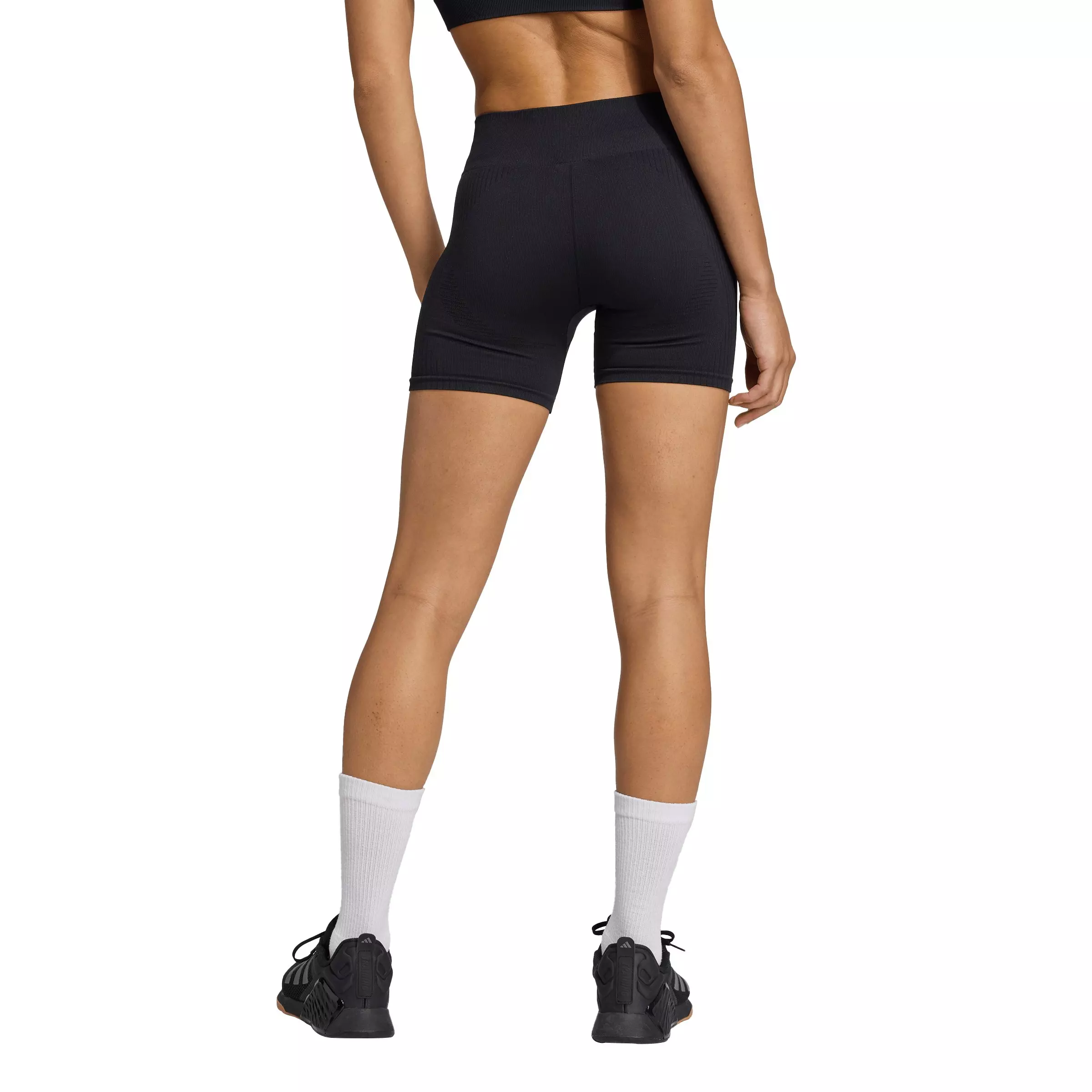 adidas Women's Workout Essentials 4 inch Leggings Knit-Black - BLACK