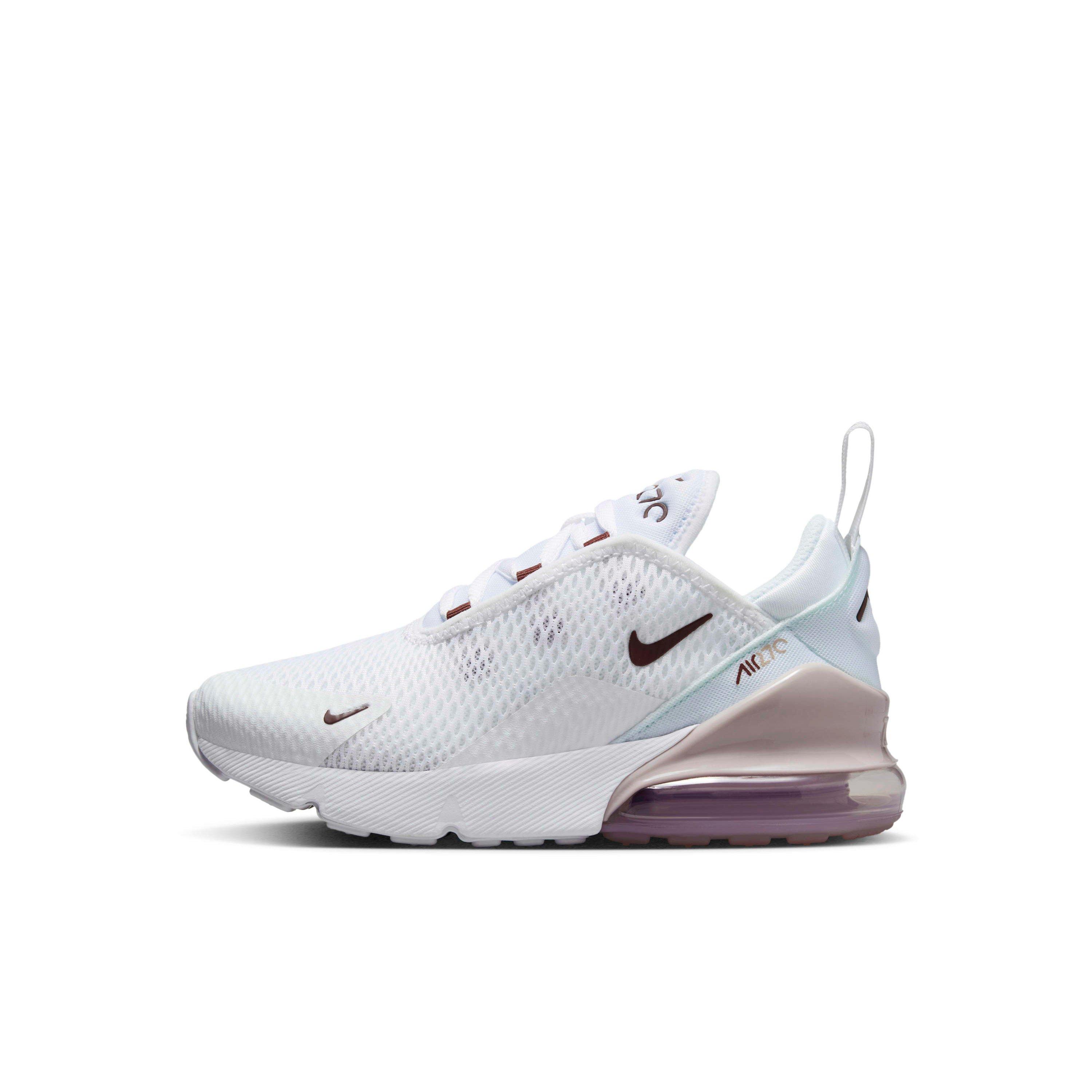 Nike Air Max 270 Preschool Girls' White/Platinum Violet/Burgundy Crush Shoe