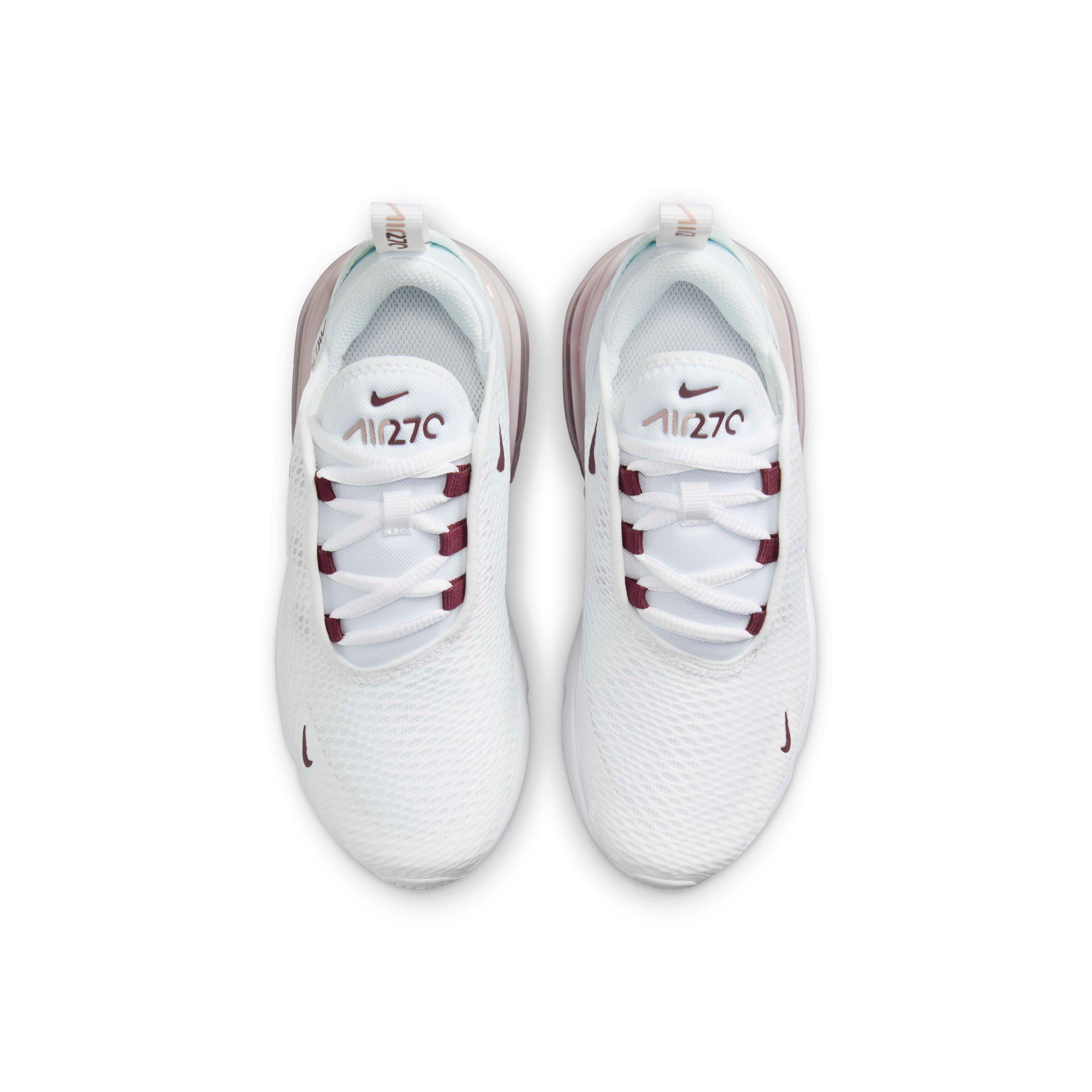 Nike Air Max 270 Preschool Girls' White/Platinum Violet/Burgundy Crush Shoe