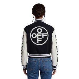 L/AB c/o Off-White Women&rsquo;s Short Varsity Jacket - Black/White - BLACK/WHITE