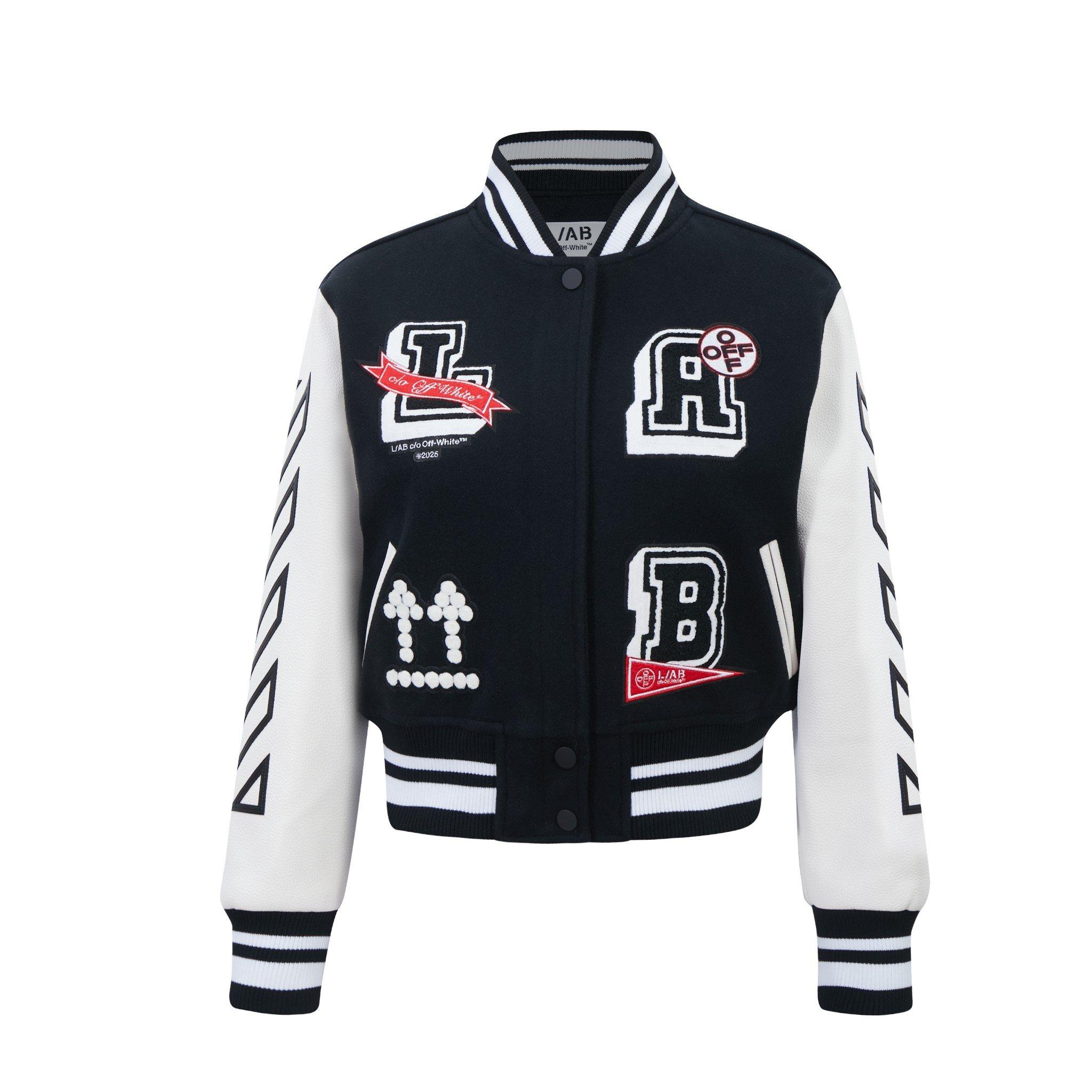 L/AB c/o Off-White Women&rsquo;s Short Varsity Jacket - Black/White - BLACK/WHITE