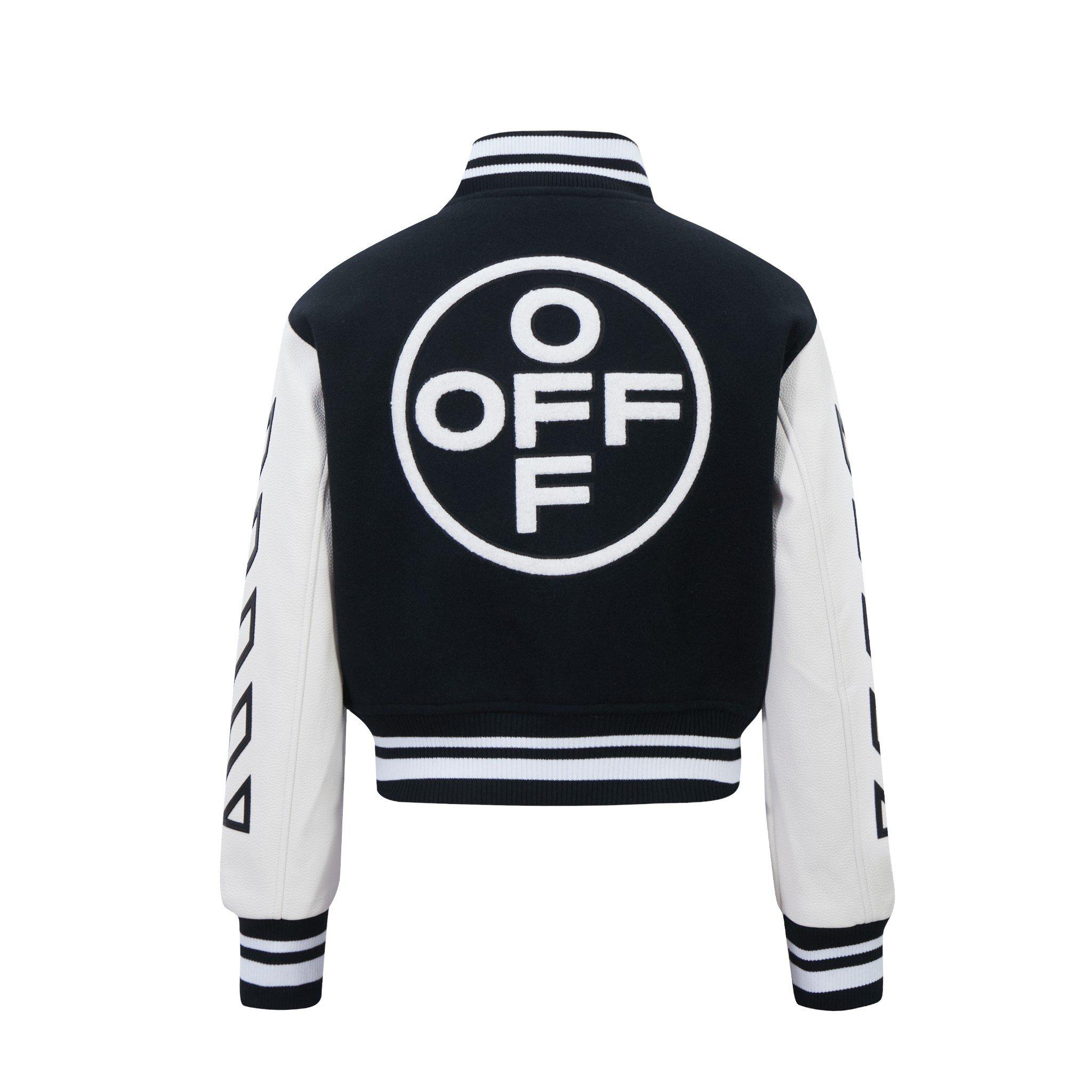 L/AB c/o Off-White Women&rsquo;s Short Varsity Jacket - Black/White - BLACK/WHITE