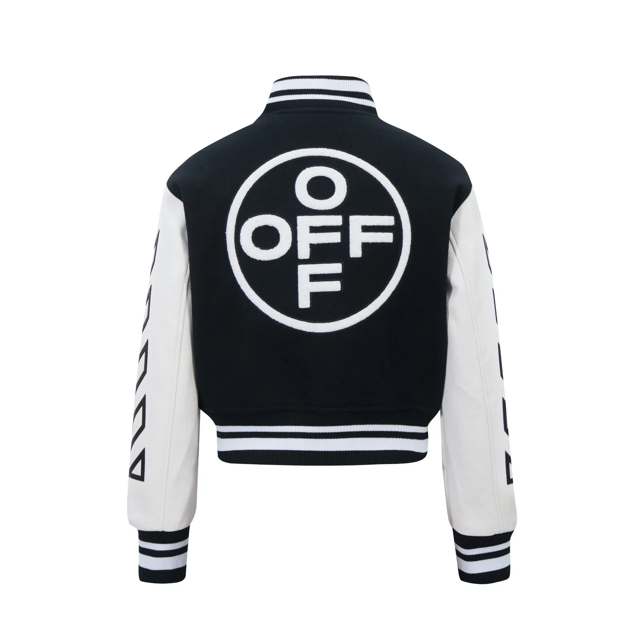 L/AB c/o Off-White Women&rsquo;s Short Varsity Jacket - Black/White - BLACK/WHITE
