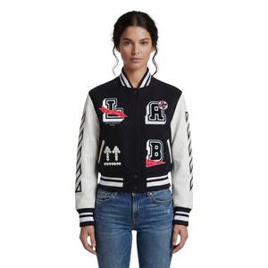 L/AB c/o Off-White Women&rsquo;s Short Varsity Jacket - Black/White - BLACK/WHITE