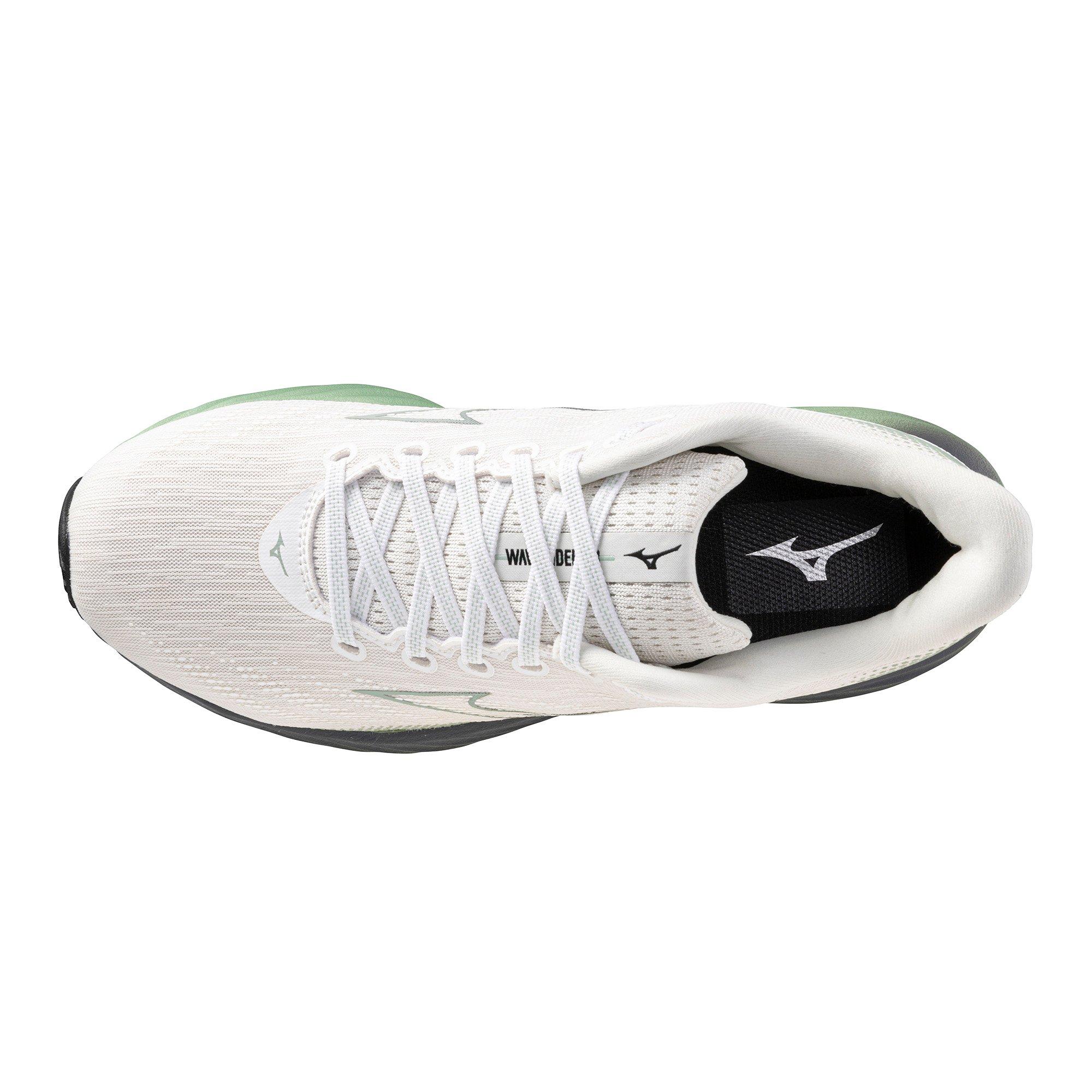 Mizuno Wave Rider 28 "Snow White/Frosty Green" Men's Running Shoe - WHITE/GREEN Thumbnail View 6