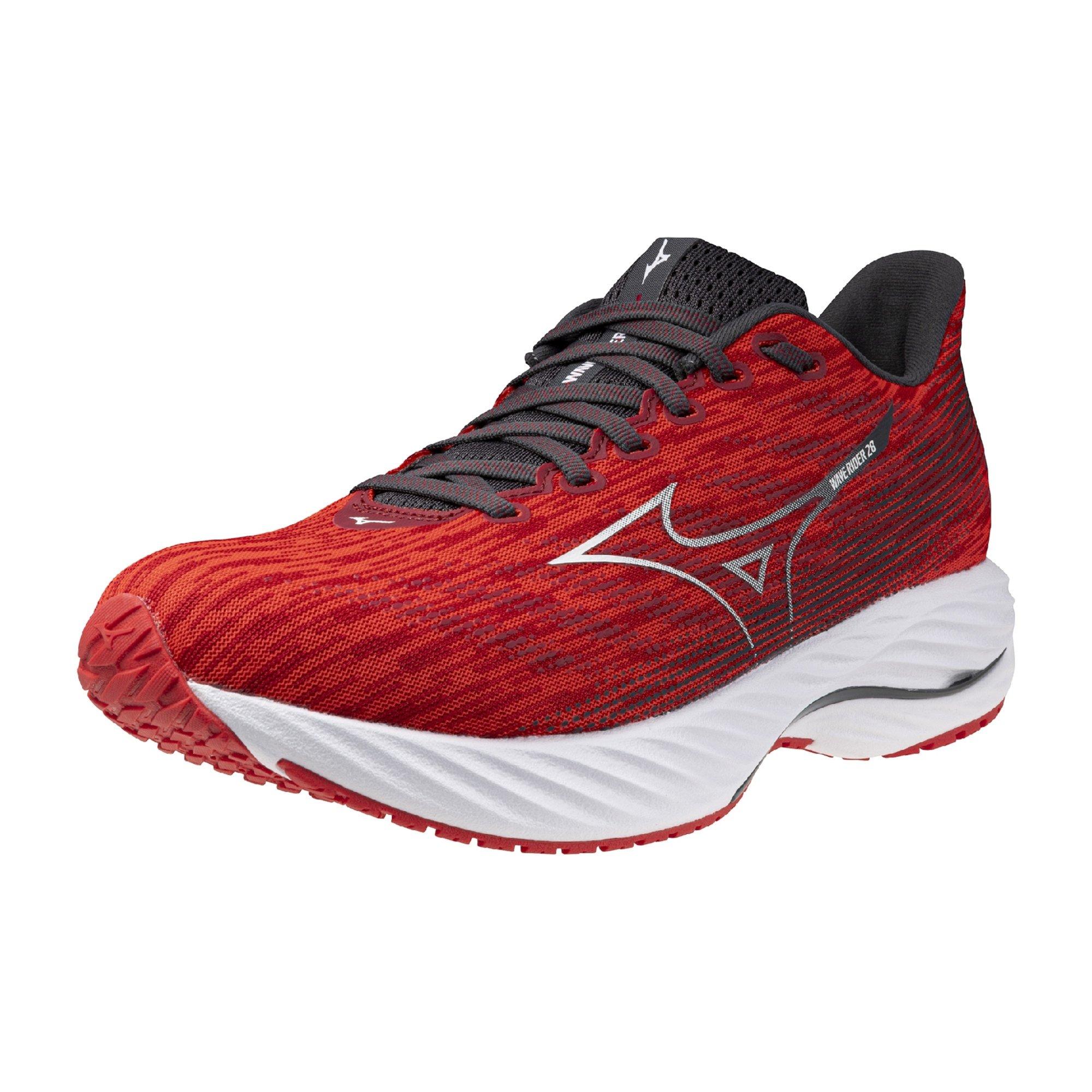 Mizuno Wave Rider 28 "High Risk Red/White" Men's Running Shoe - RED/WHITE Thumbnail View 3
