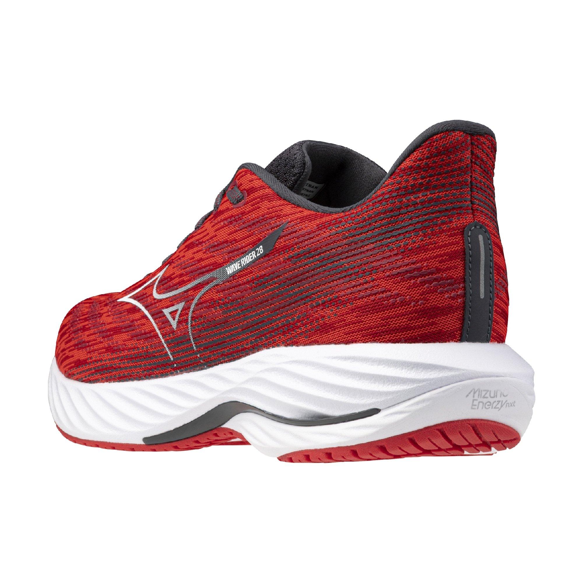 Mizuno Wave Rider 28 "High Risk Red/White" Men's Running Shoe - RED/WHITE Thumbnail View 4