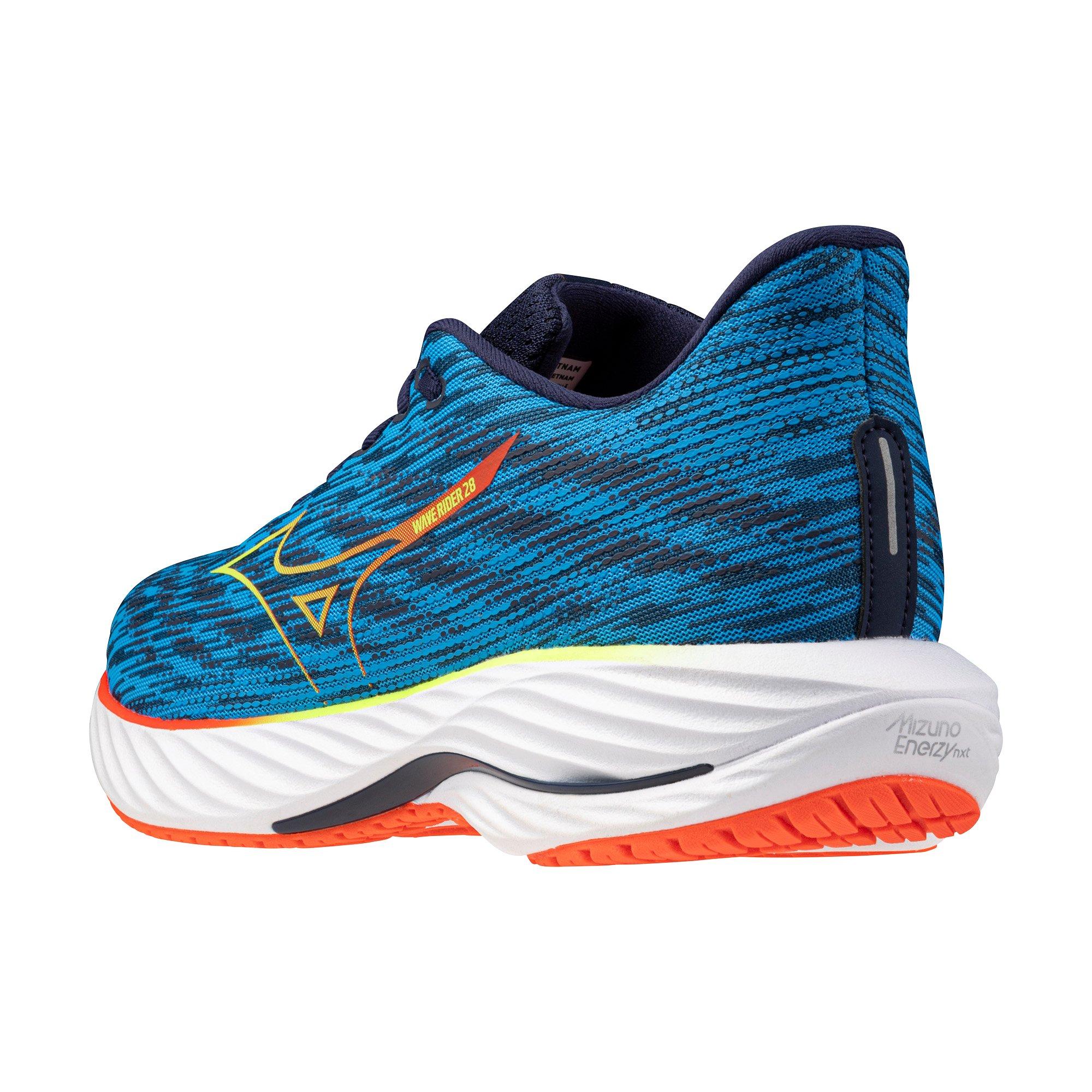 Mizuno Wave Rider 28 "Blue Pace/Green Gecko" Men's Running Shoe - BLUE/GREEN Thumbnail View 4