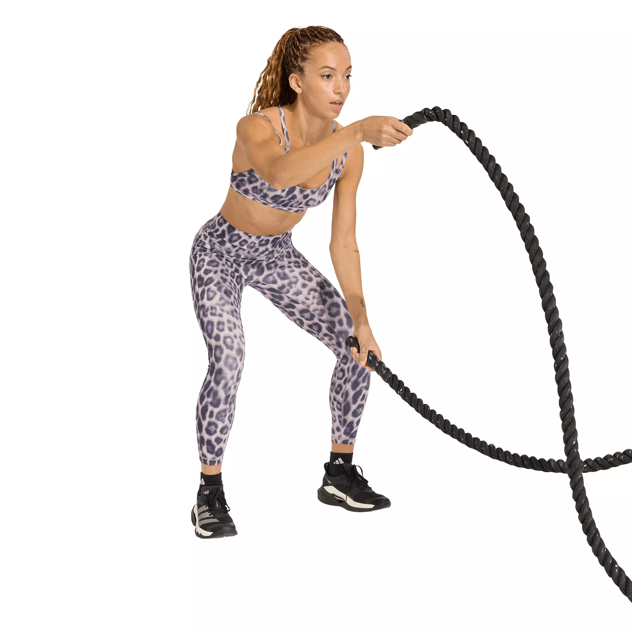 adidas Women's Optime Power Leopard 7/8 Leggings-Navy - NAVY