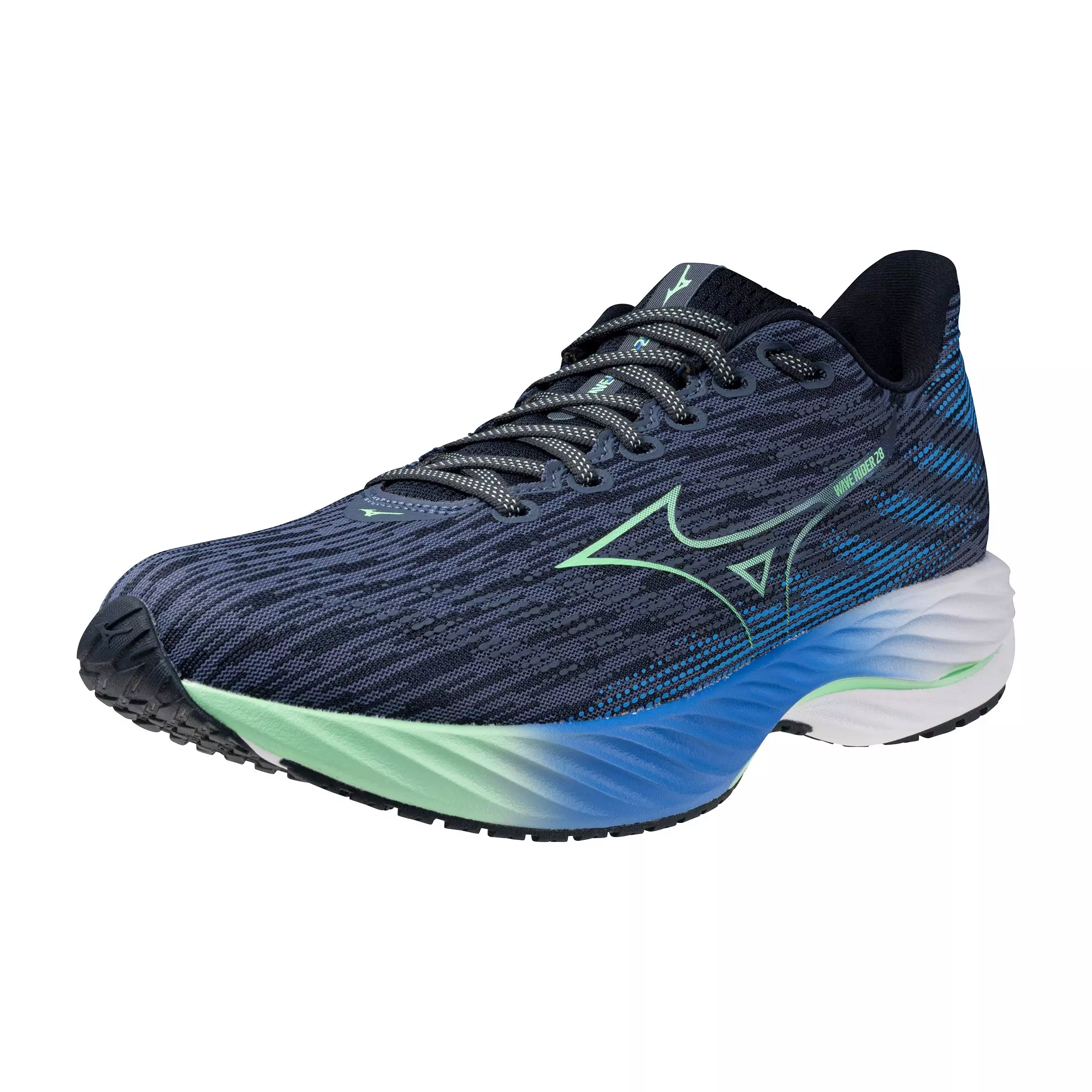Mizuno Wave Rider 28 "Vintage Indigo/Neo Mint" Men's Running Shoe - INDIGO/MINT