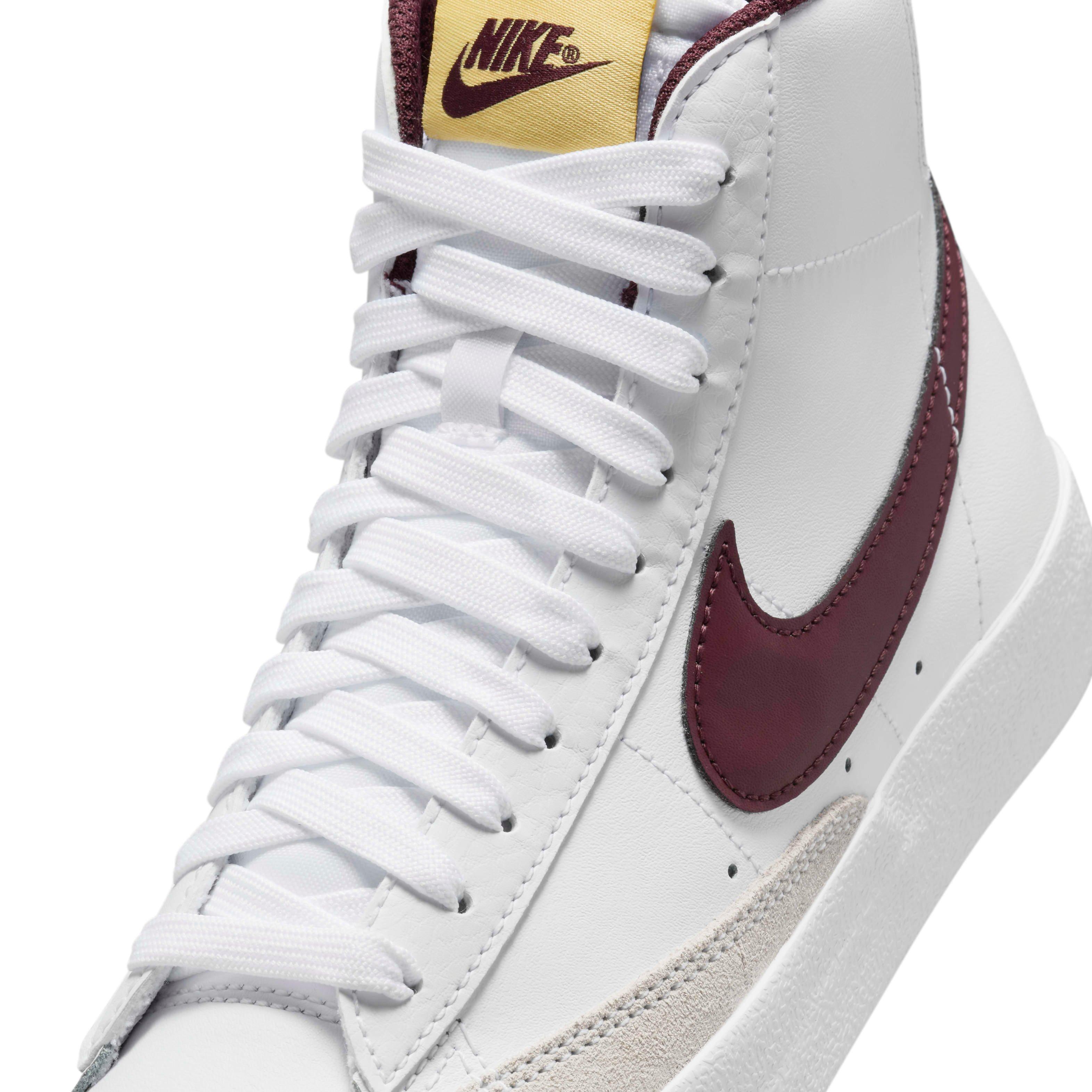 Nike Blazer Mid '77 Grade School Boys' "White/Saturn Gold/Burgundy Crush" Shoe