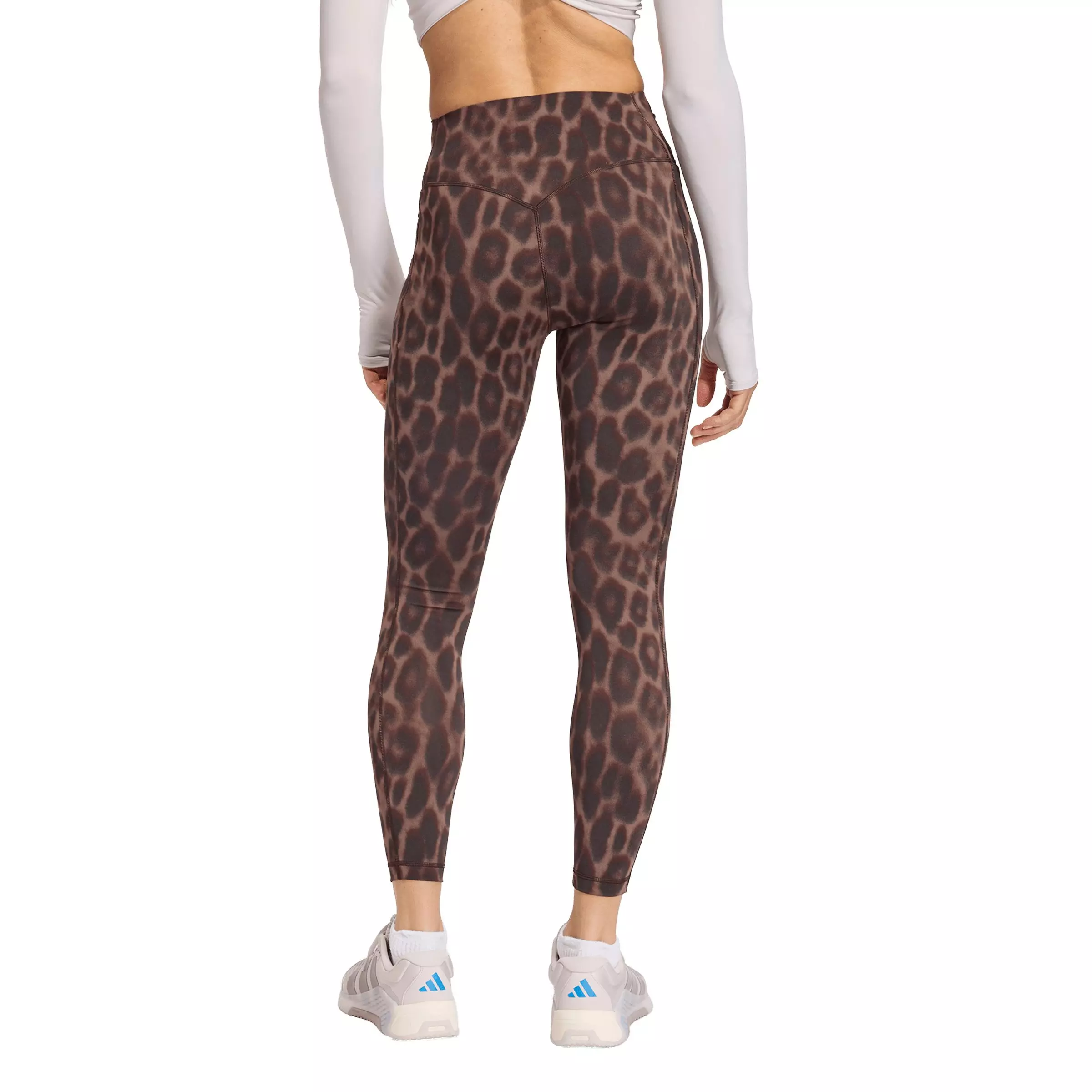 adidas Women's Optime Power Leopard 7/8 Leggings-Black/Brown - BLACK/BROWN