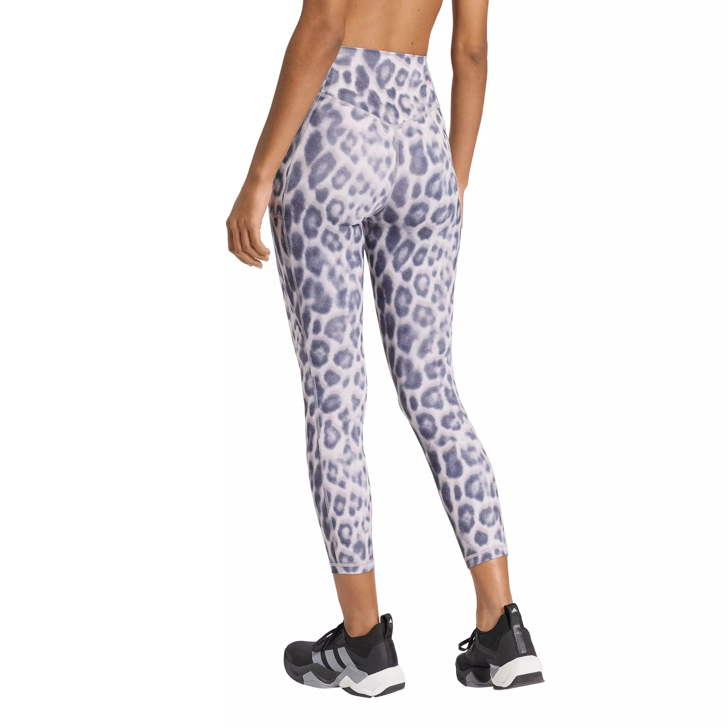 adidas Women's Optime Essentials Workout Leopard 7/8 Leggings-Purple - PURPLE