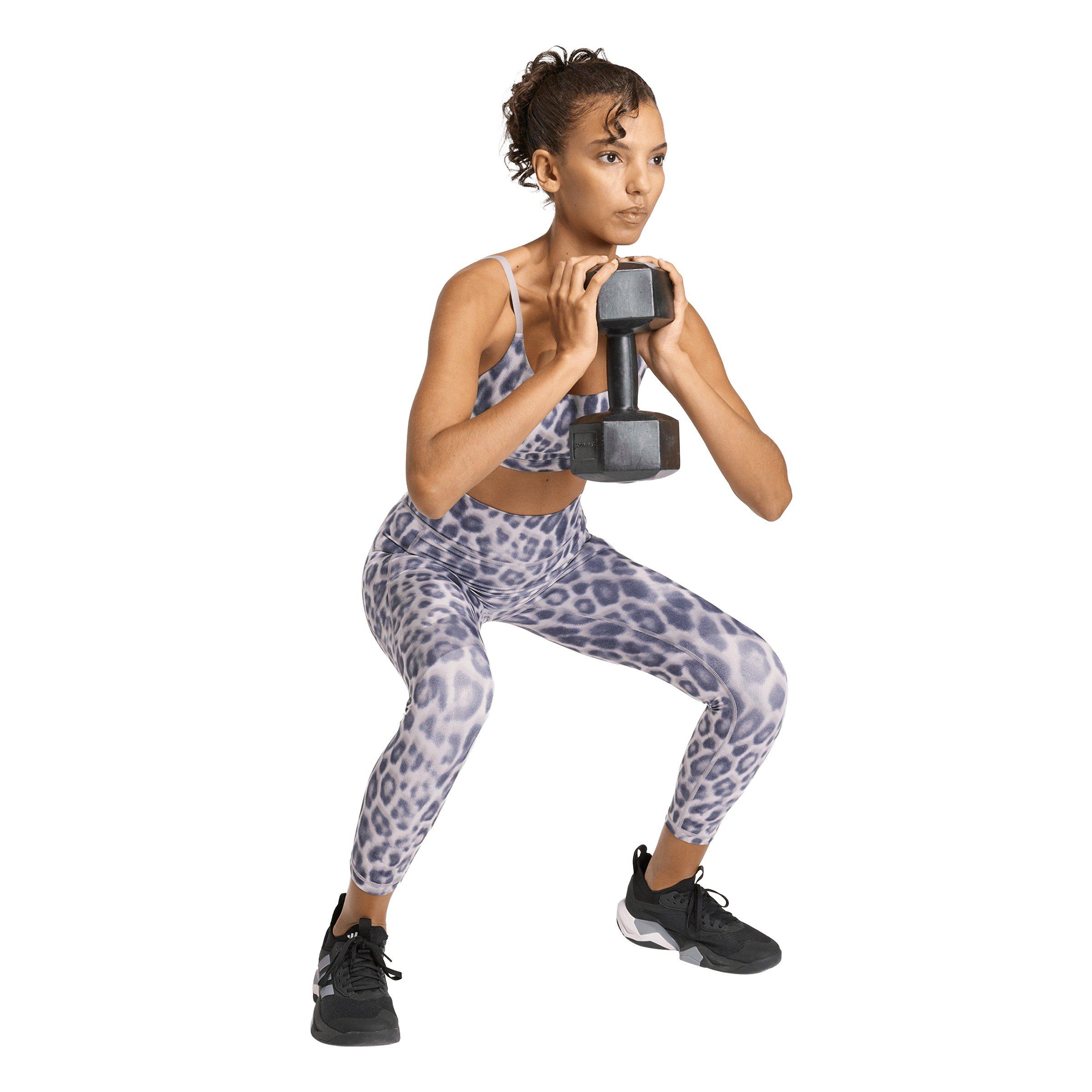 adidas Women's Optime Essentials Workout Leopard 7/8 Leggings-Purple - PURPLE Thumbnail View 5