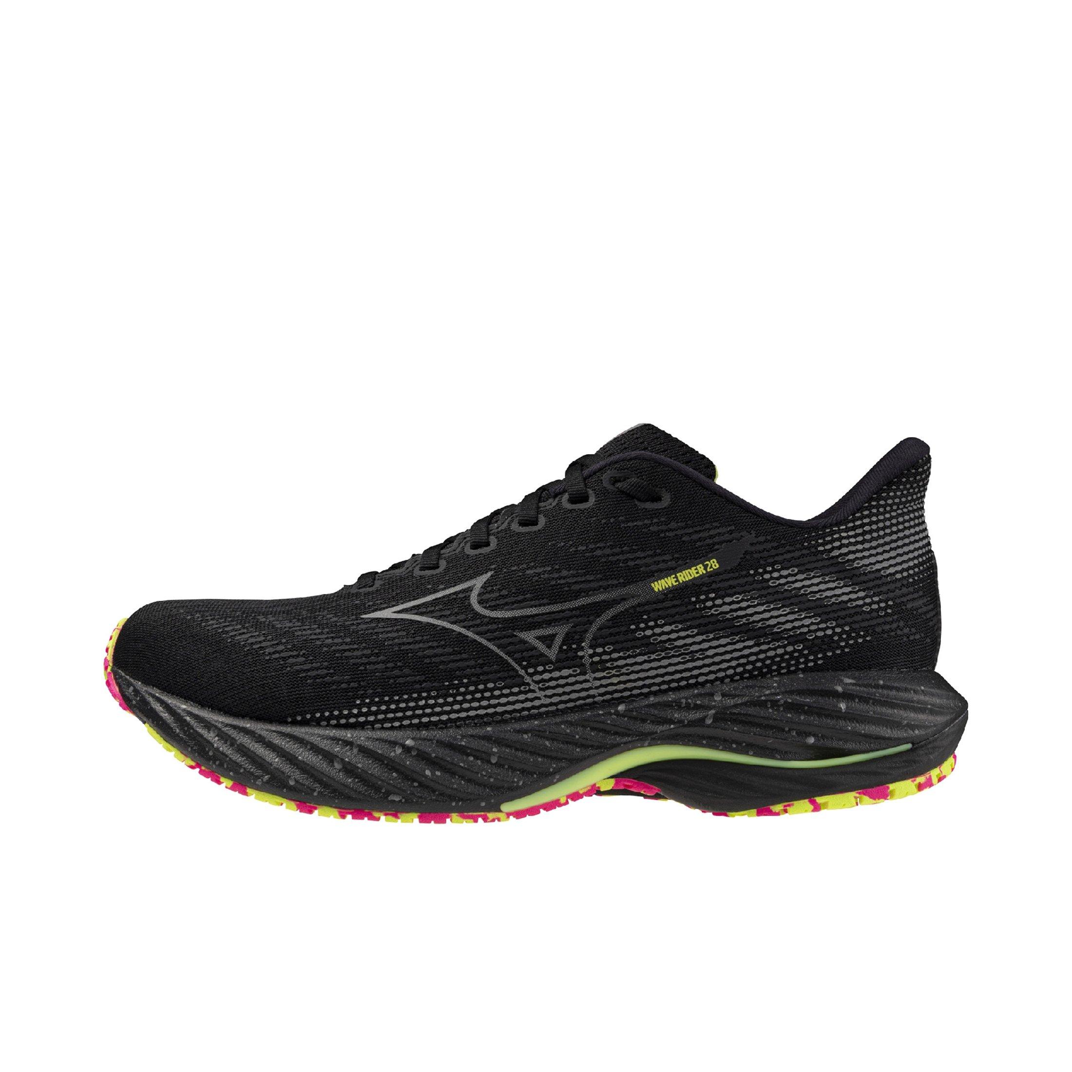 Mizuno Wave Rider 28 "Black/Pink Tetra" Men's Running Shoe - BLACK/PINK Thumbnail View 2