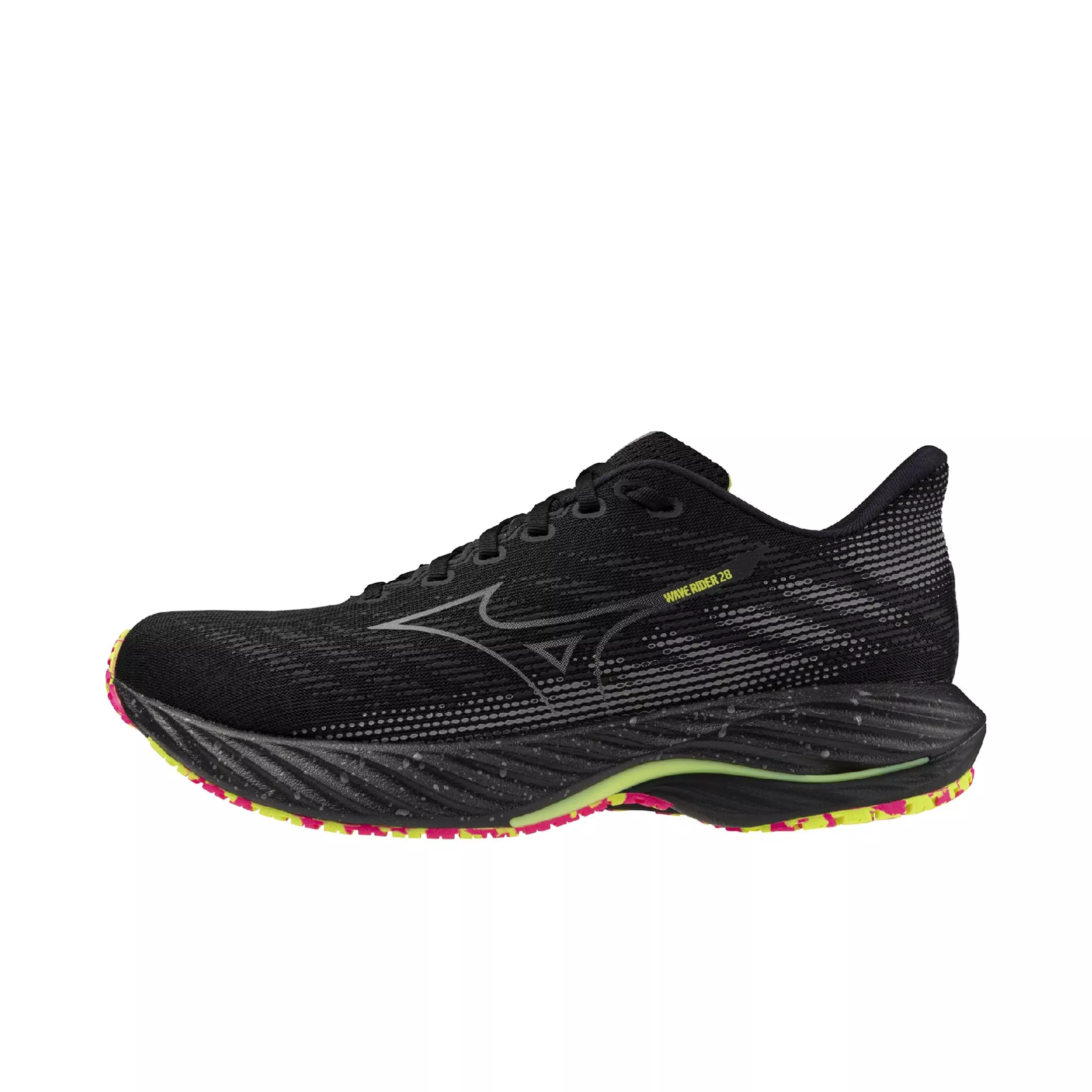 Mizuno Wave Rider 28 "Black/Pink Tetra" Men's Running Shoe - BLACK/PINK