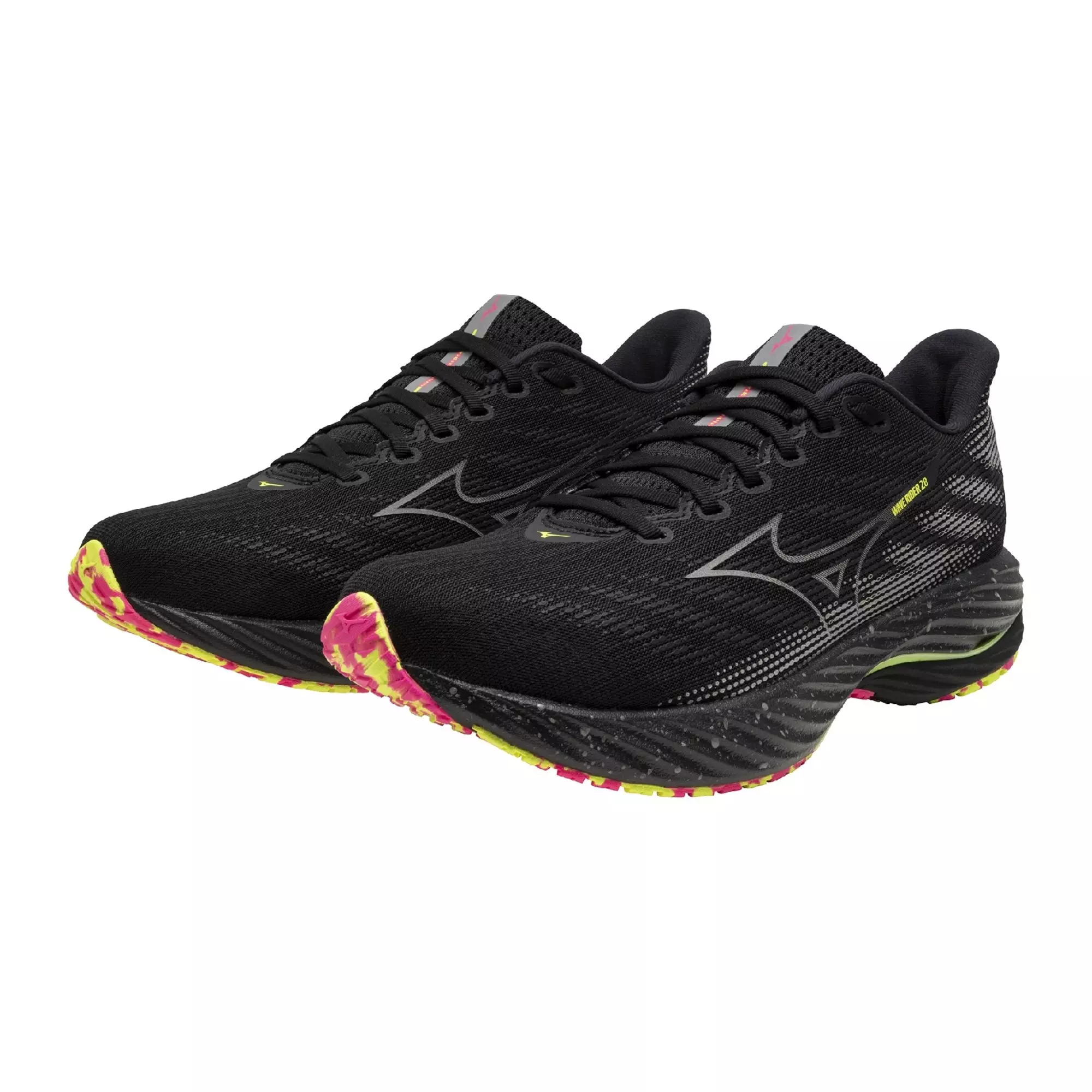 Mizuno Wave Rider 28 "Black/Pink Tetra" Men's Running Shoe - BLACK/PINK