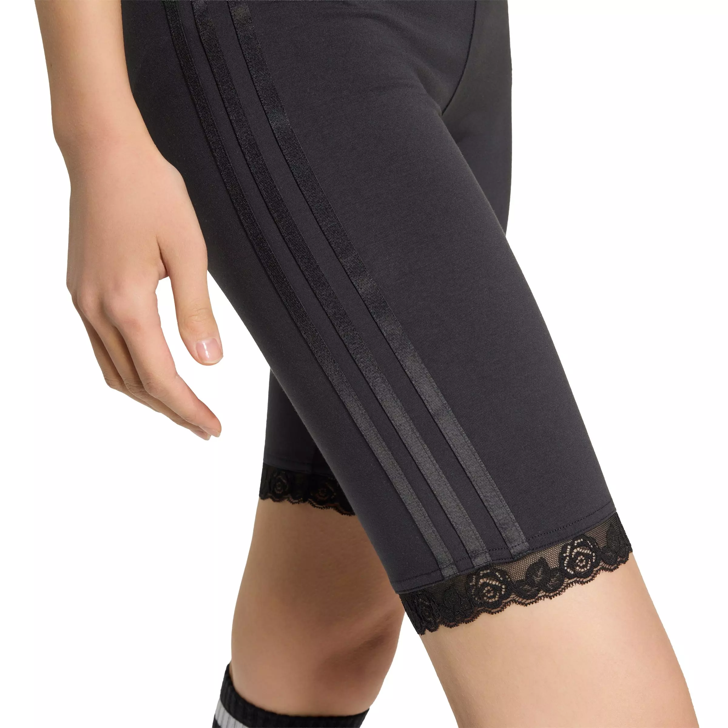 adidas Originals Women's Lace Cycling Shorts-Black - BLACK