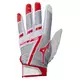 Mizuno Women's F-257 Softball Batting Gloves - WHITE/RED Thumbnail View 1