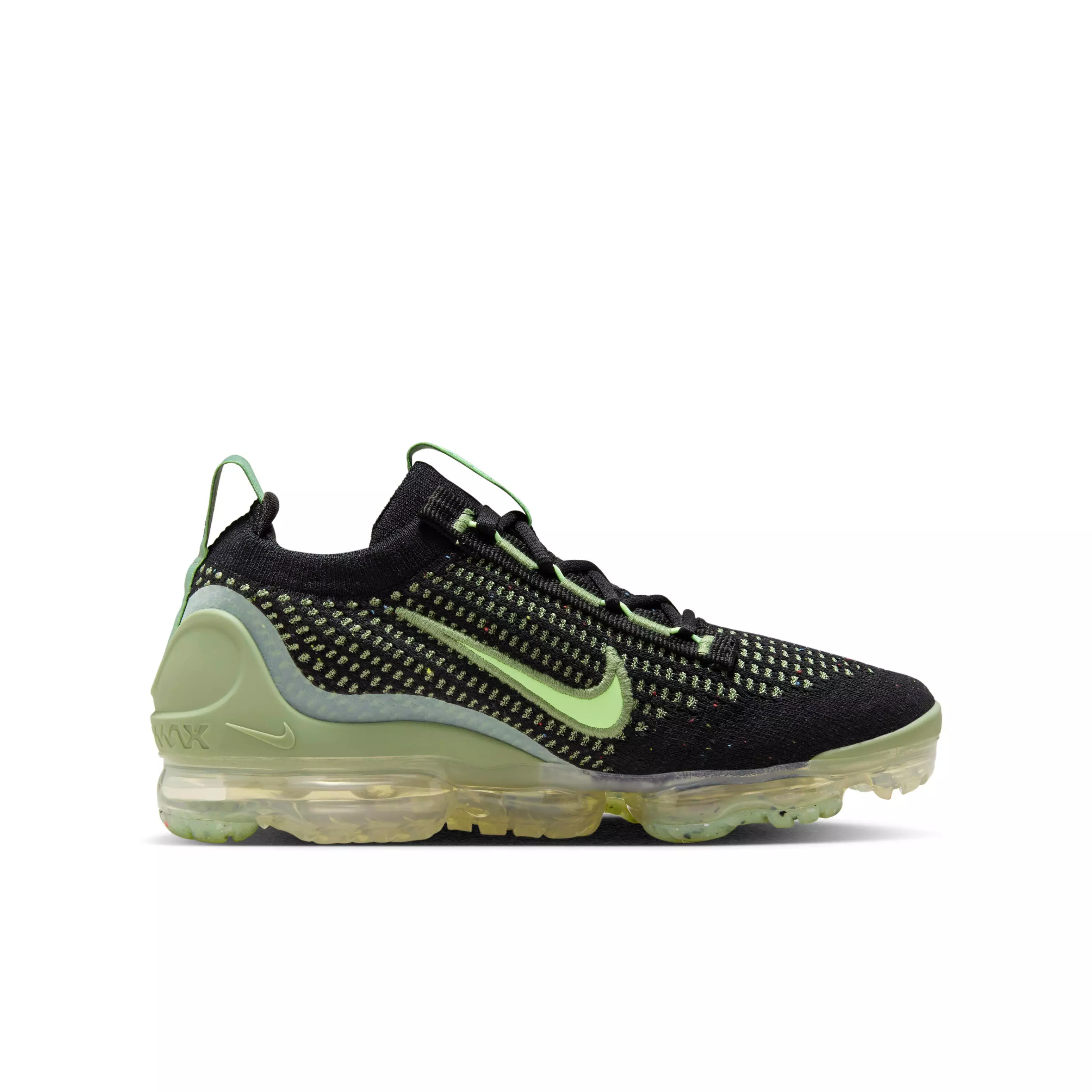 Nike Air VaporMax 2021 FK "Black/Oil Green/Vintage Green/Barely Volt" Grade School Boys' Shoe - BLACK/GREEN/GREEN/VOLT