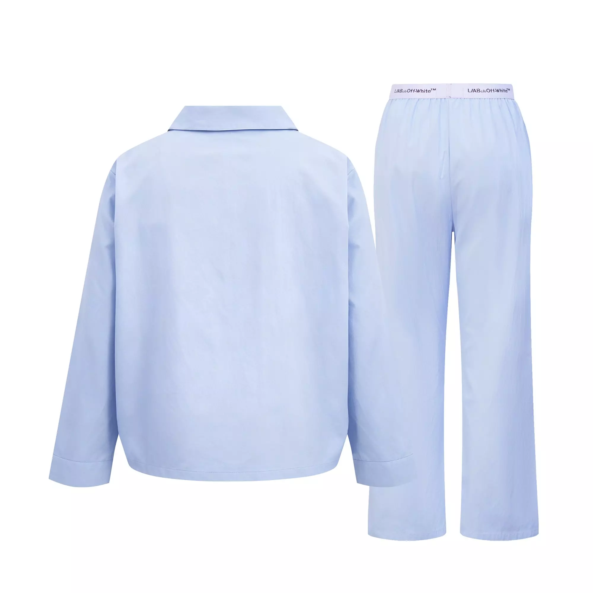 L/AB c/o Off-White Women&rsquo;s Woven Long Sleeve Collared Pajama Set - Blue - BLUE