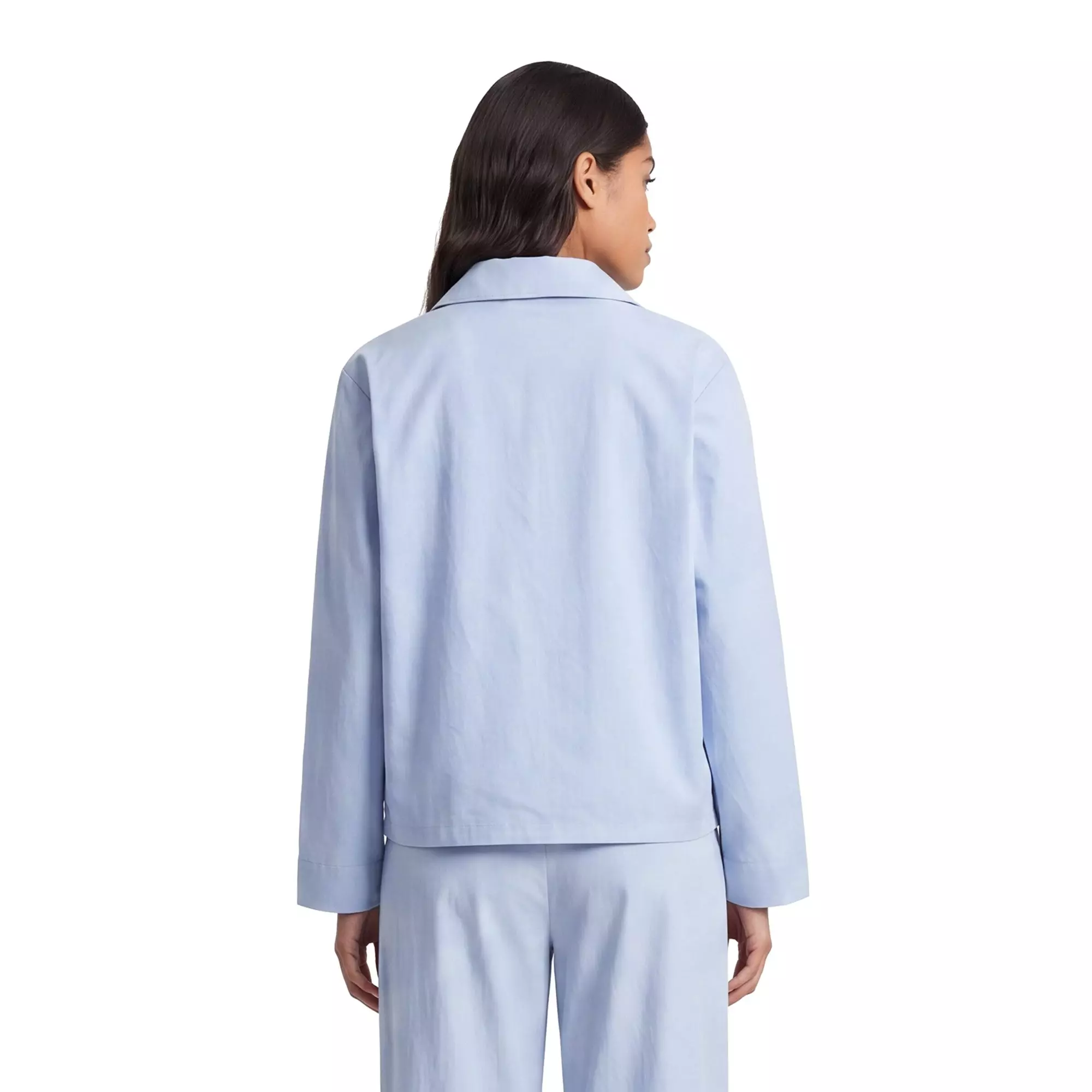 L/AB c/o Off-White Women&rsquo;s Woven Long Sleeve Collared Pajama Set - Blue - BLUE