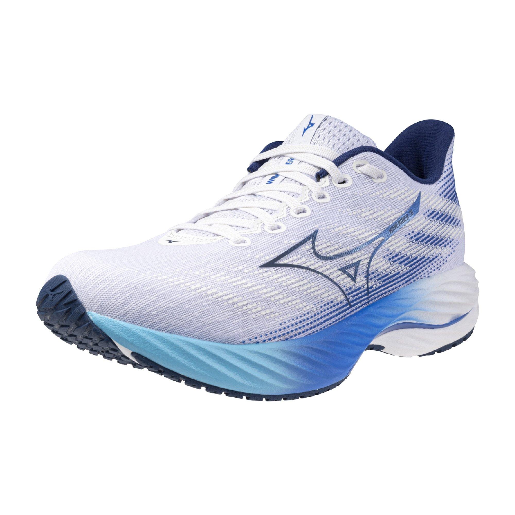 Mizuno Wave Rider 28 2E "White/Estate Blue" Men's Running Shoe - WHITE/BLUE Thumbnail View 3