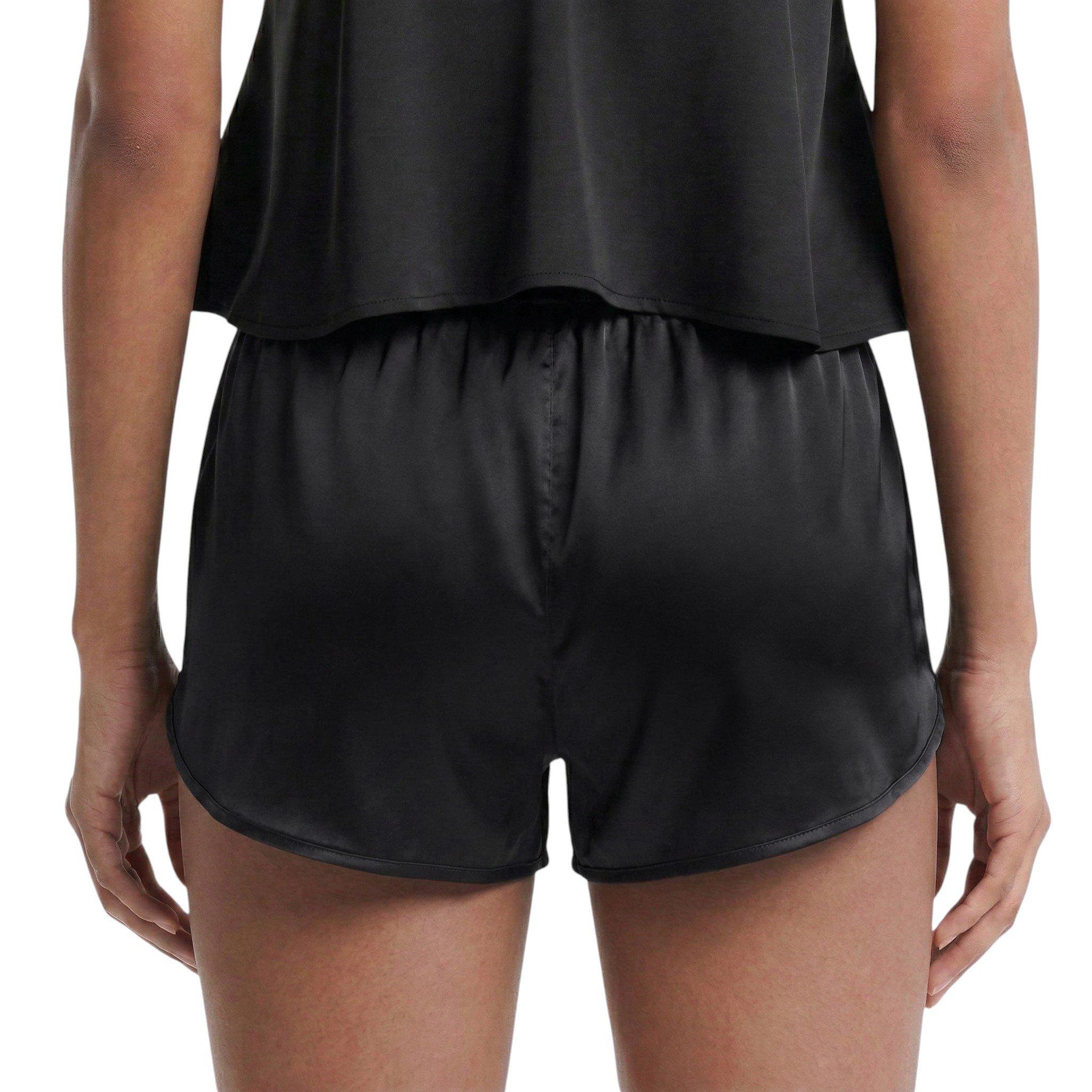 L/AB c/o Off-White Women&rsquo;s Rhinestone Solid Sateen Flutter Pajama Short - Black - BLACK
