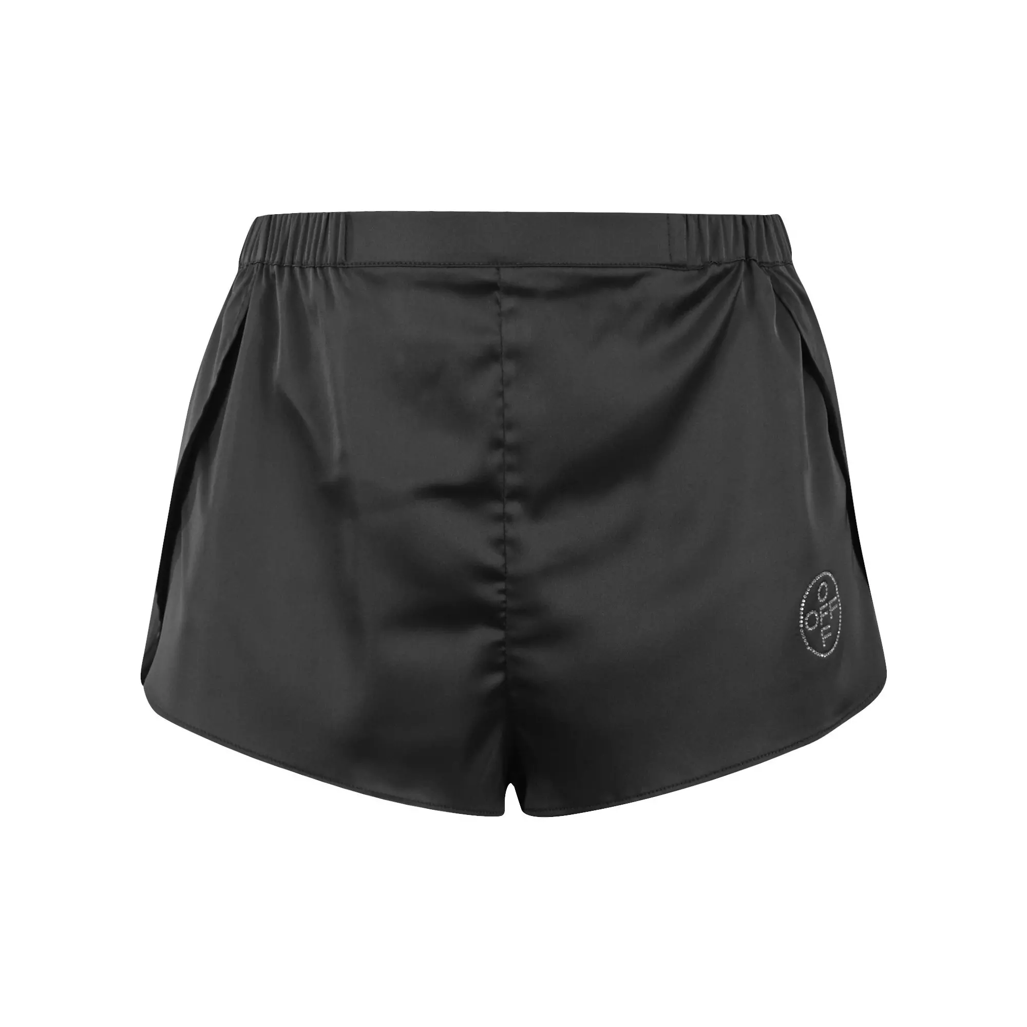 L/AB c/o Off-White Women&rsquo;s Rhinestone Solid Sateen Flutter Pajama Short - Black - BLACK
