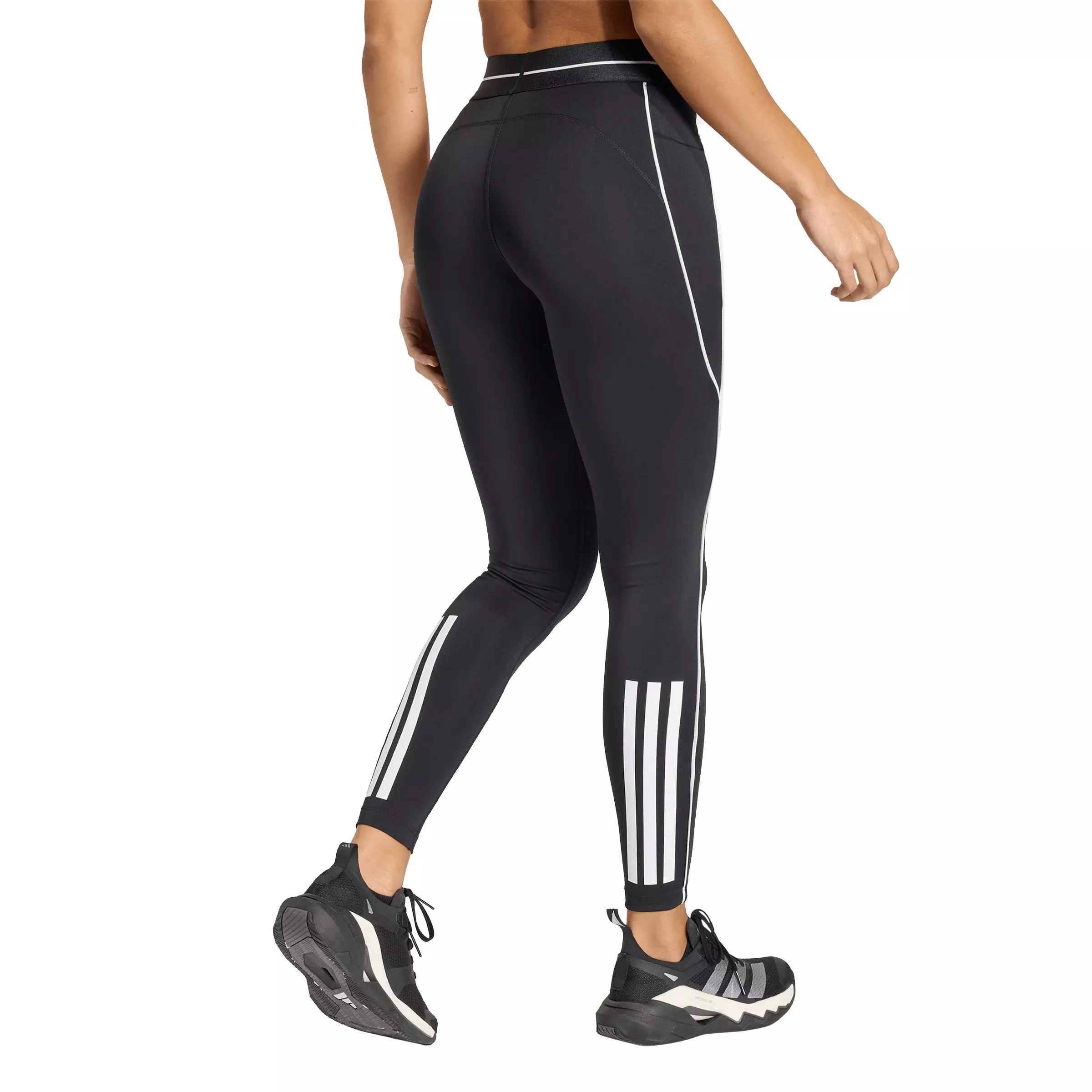 adidas Women's Hyperglam 3-Stripes Full Length Leggings-Black - BLACK