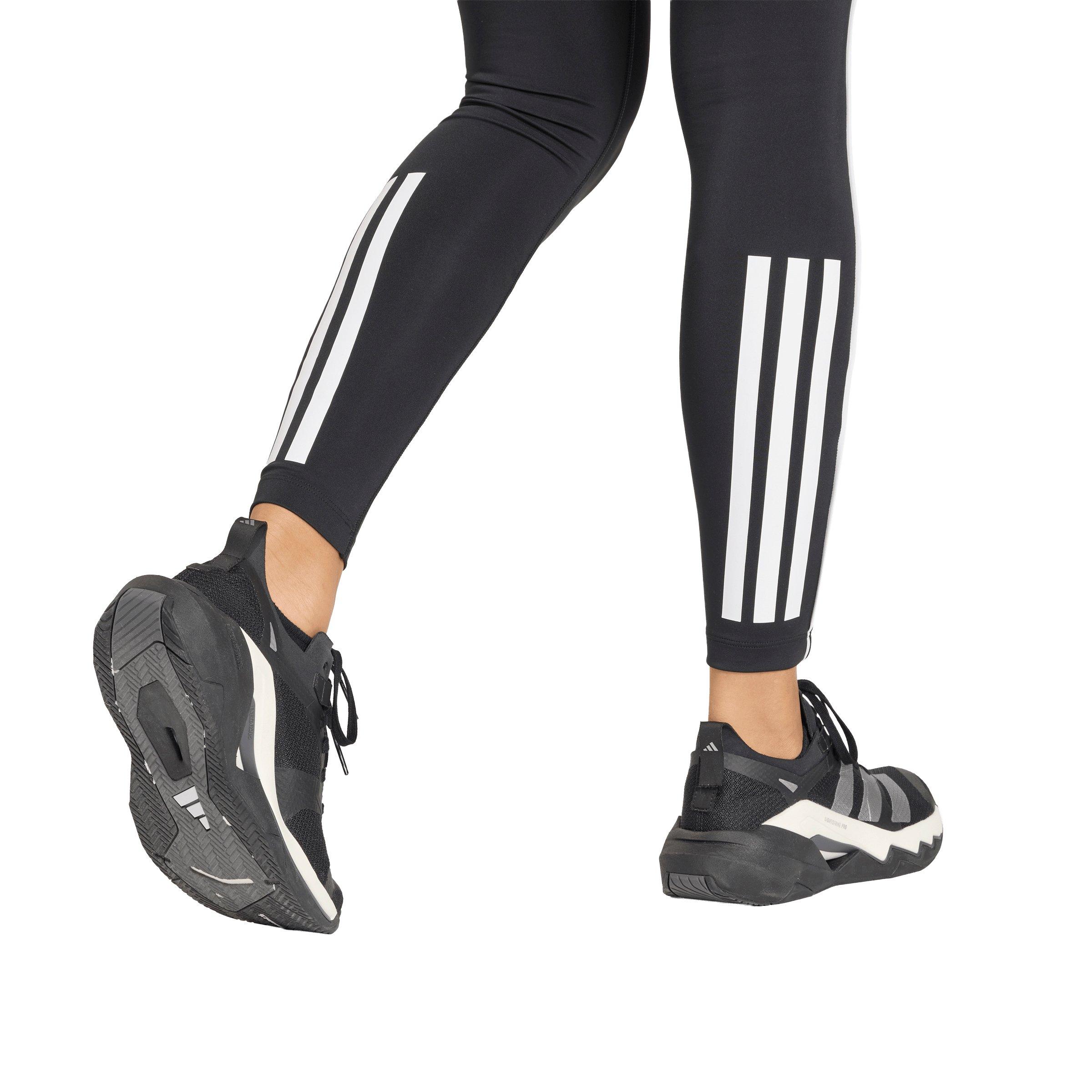 adidas Women's Hyperglam 3-Stripes Full Length Leggings-Black - BLACK Thumbnail View 4