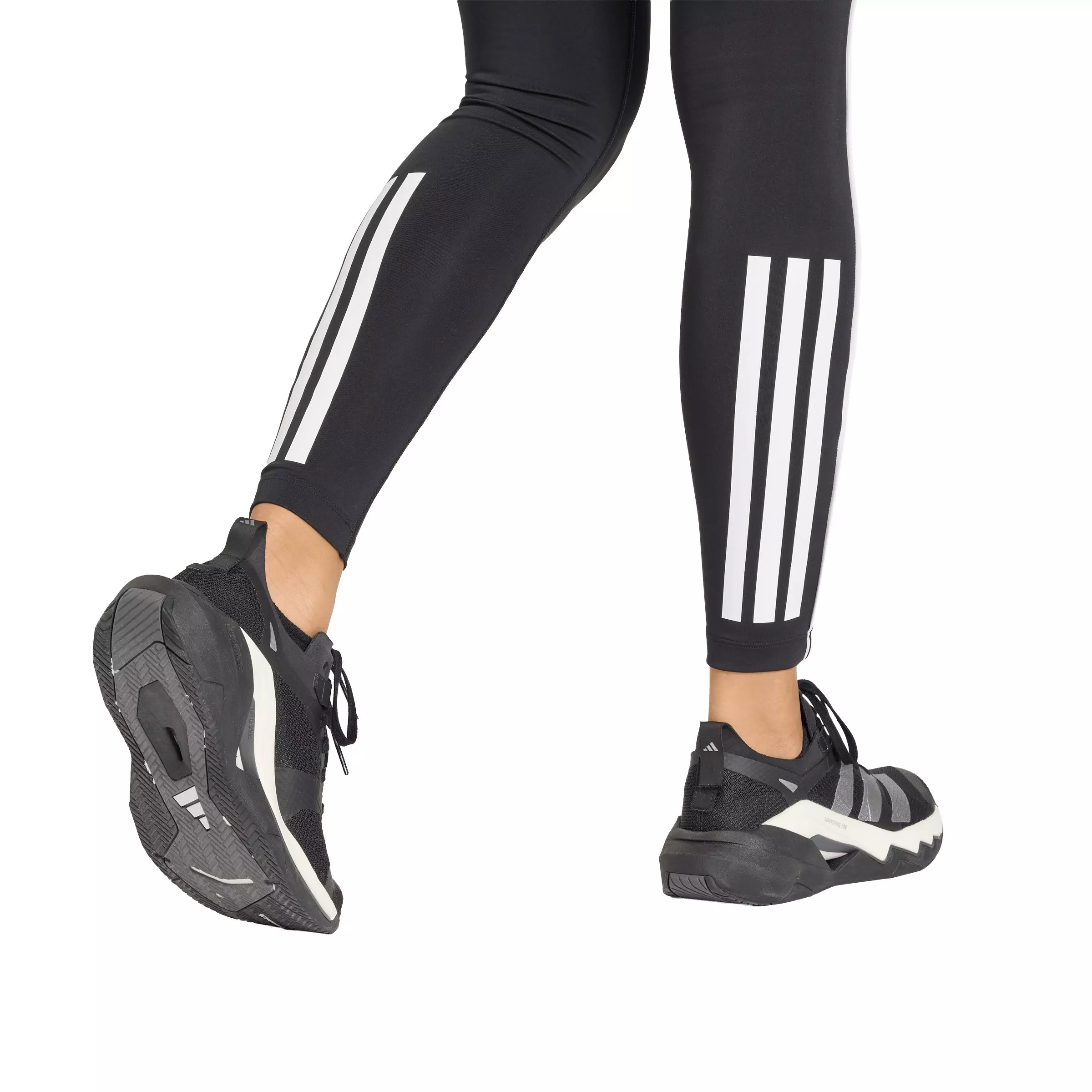 adidas Women's Hyperglam 3-Stripes Full Length Leggings-Black - BLACK