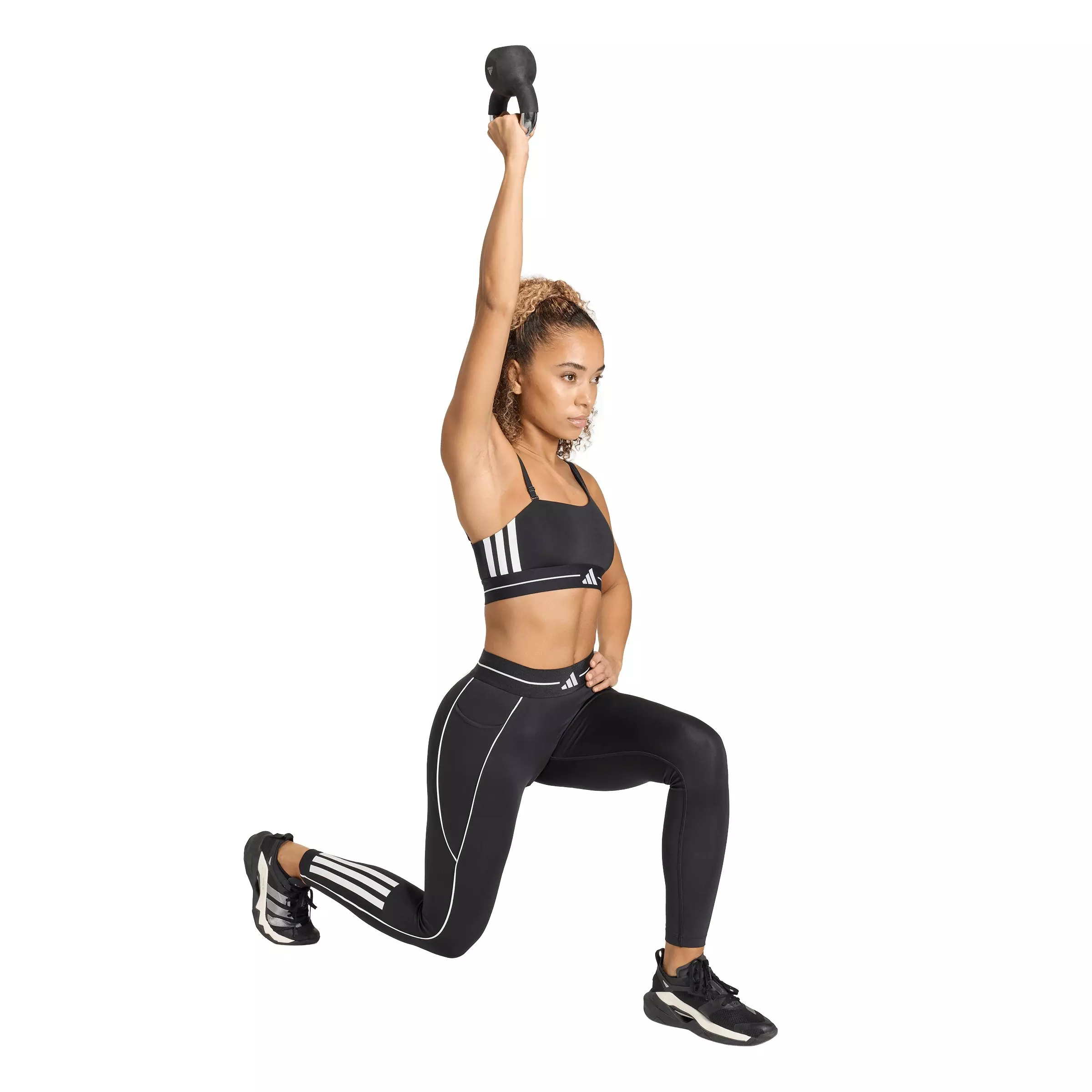 adidas Women's Hyperglam 3-Stripes Full Length Leggings-Black - BLACK