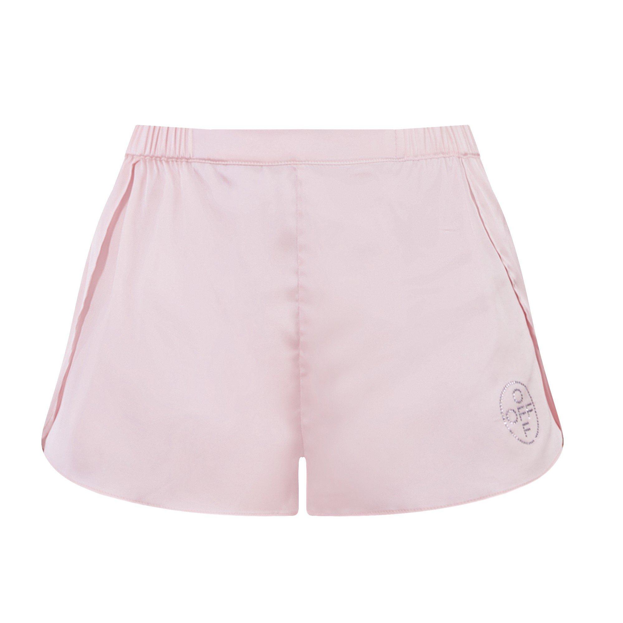 L/AB c/o Off-White Women&rsquo;s Rhinestone Solid Sateen Flutter Pajama Short - Pink - PINK