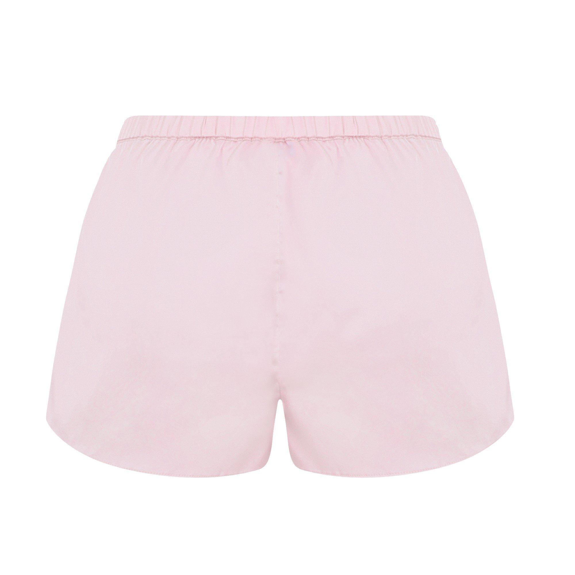 L/AB c/o Off-White Women&rsquo;s Rhinestone Solid Sateen Flutter Pajama Short - Pink - PINK
