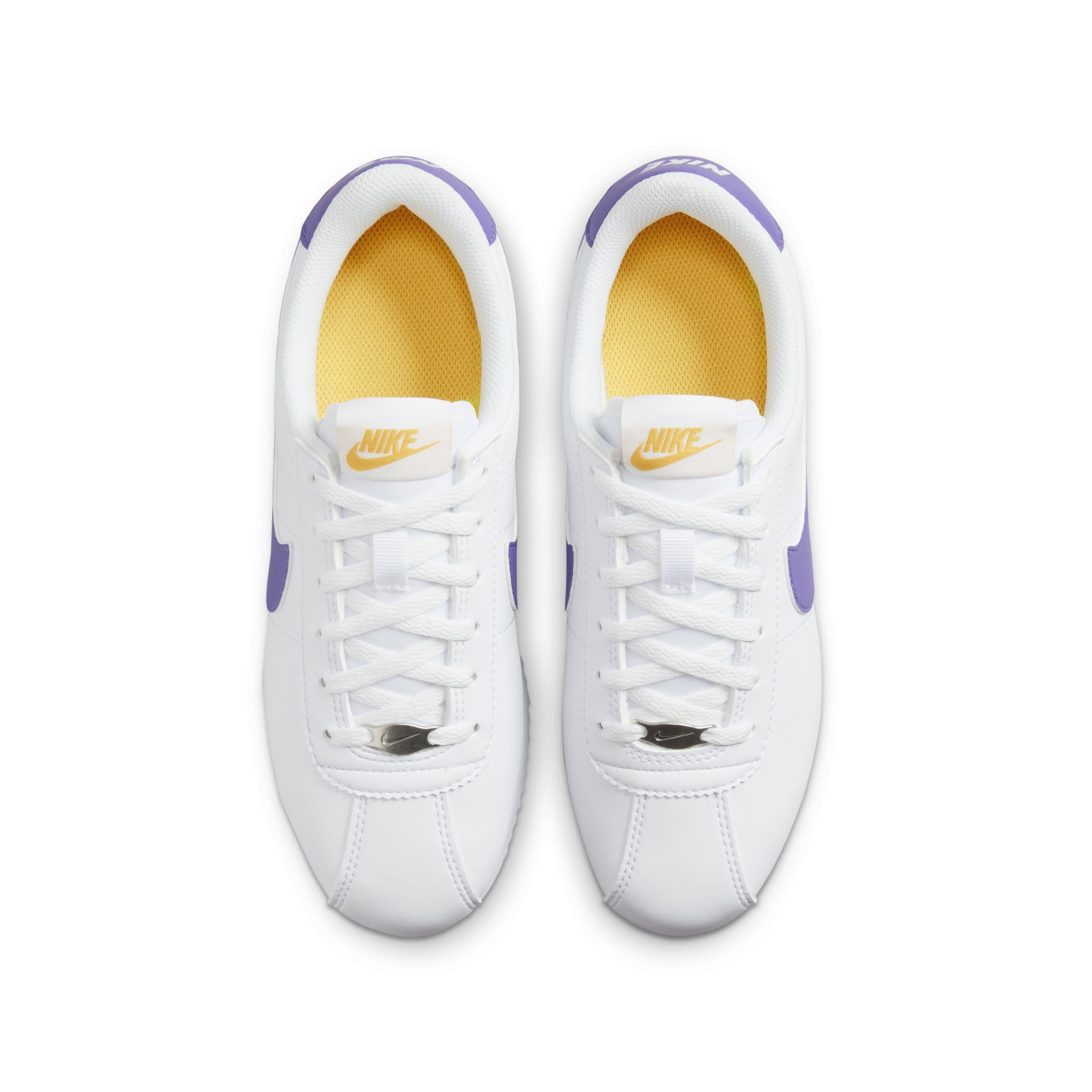 Nike Cortez Grade School Girls' "White/Varsity Maize/Varsity Purple" Shoe