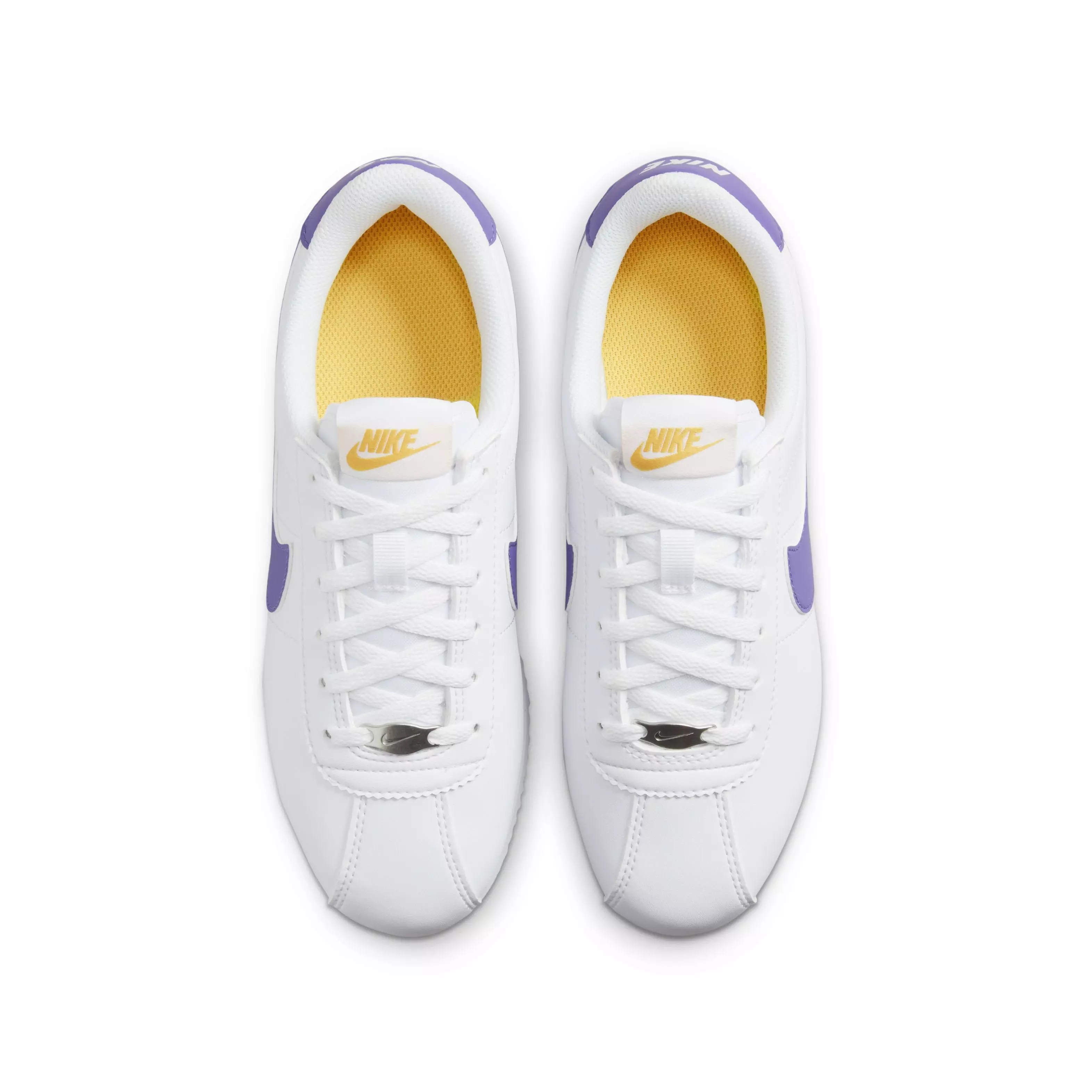 Nike Cortez "White/Varsity Maize/Varsity Purple" Grade School Girls' Shoe - WHITE/MAIZE/PURPLE