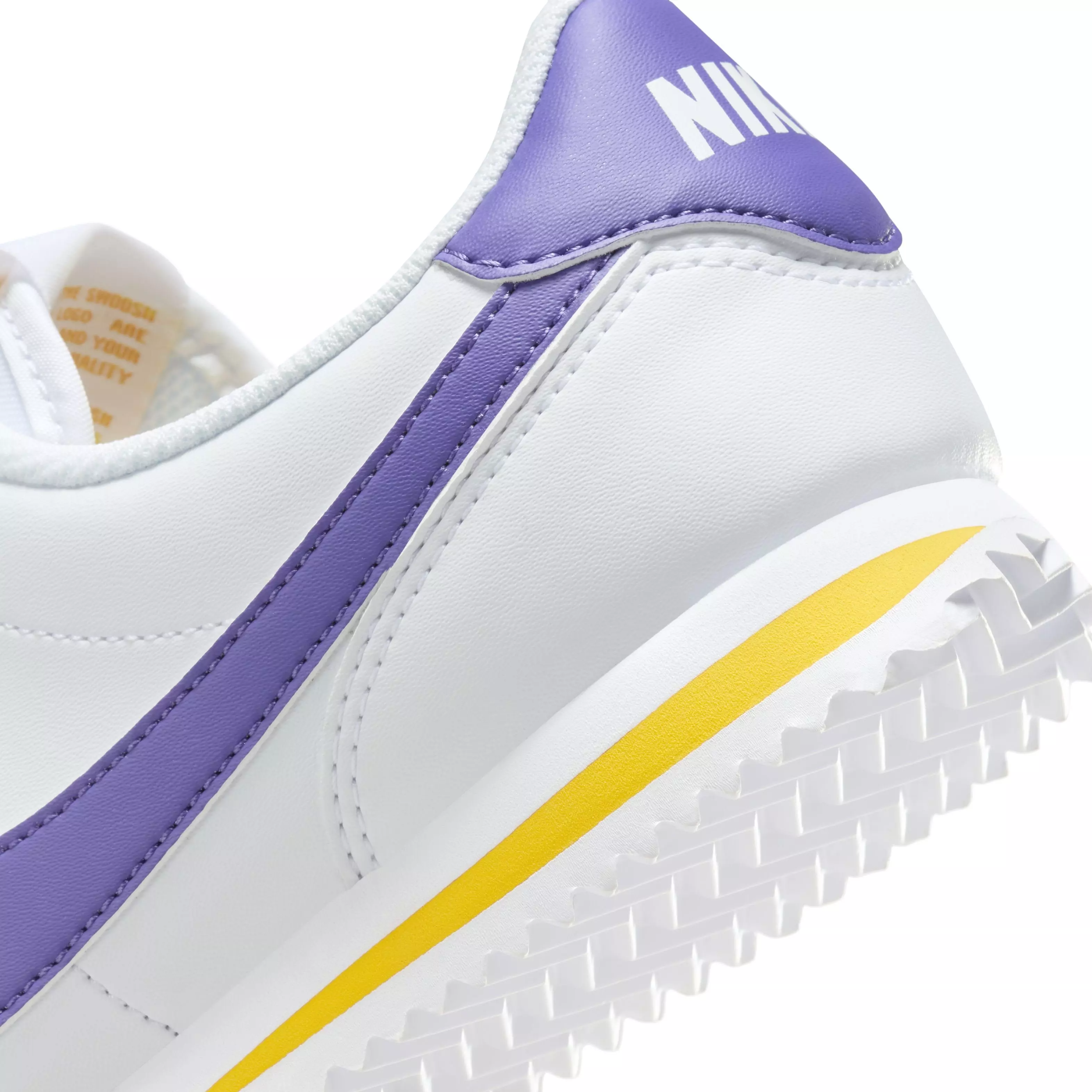 Nike Cortez "White/Varsity Maize/Varsity Purple" Grade School Girls' Shoe - WHITE/MAIZE/PURPLE