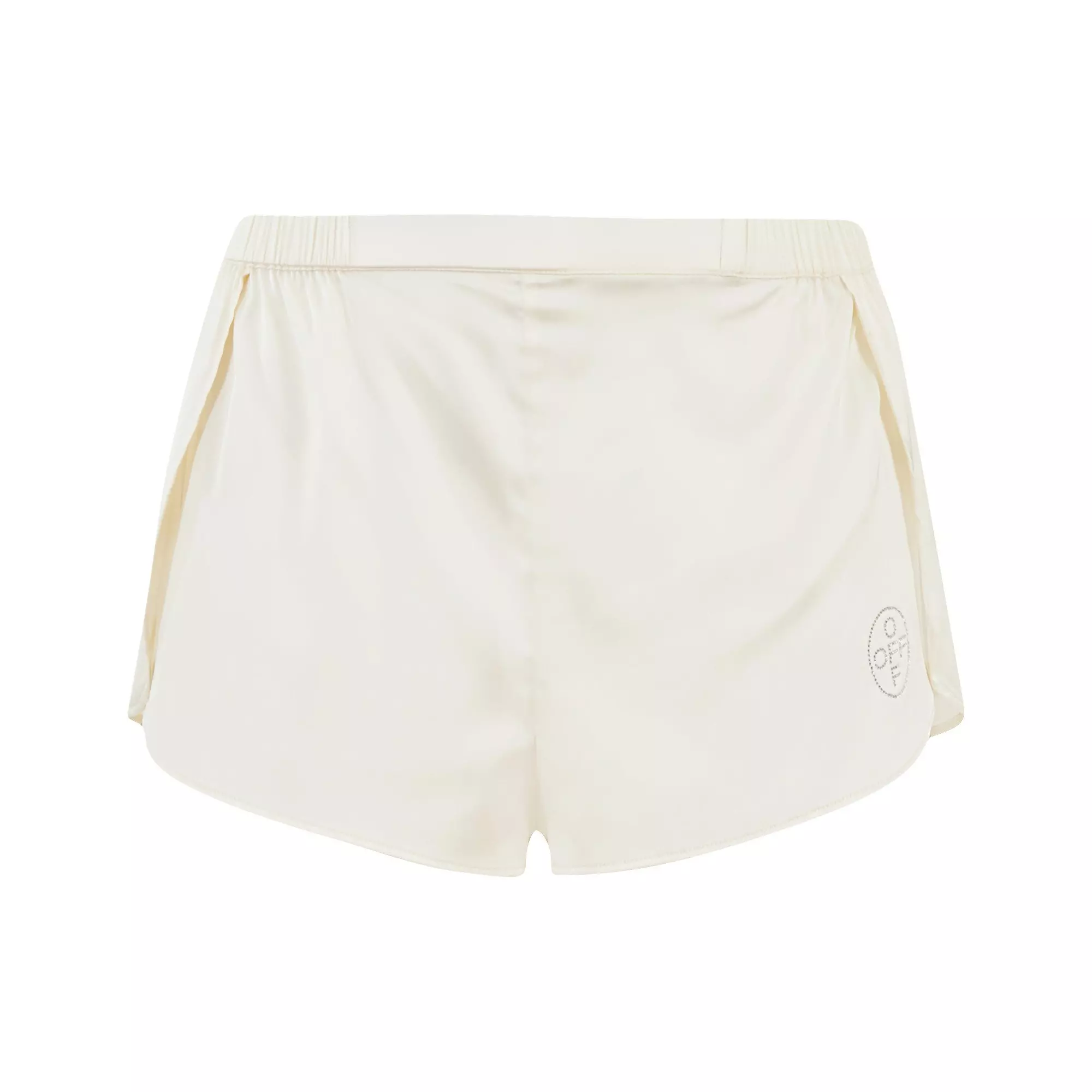 L/AB c/o Off-White Women&rsquo;s Rhinestone Solid Sateen Flutter Pajama Short - White - WHITE