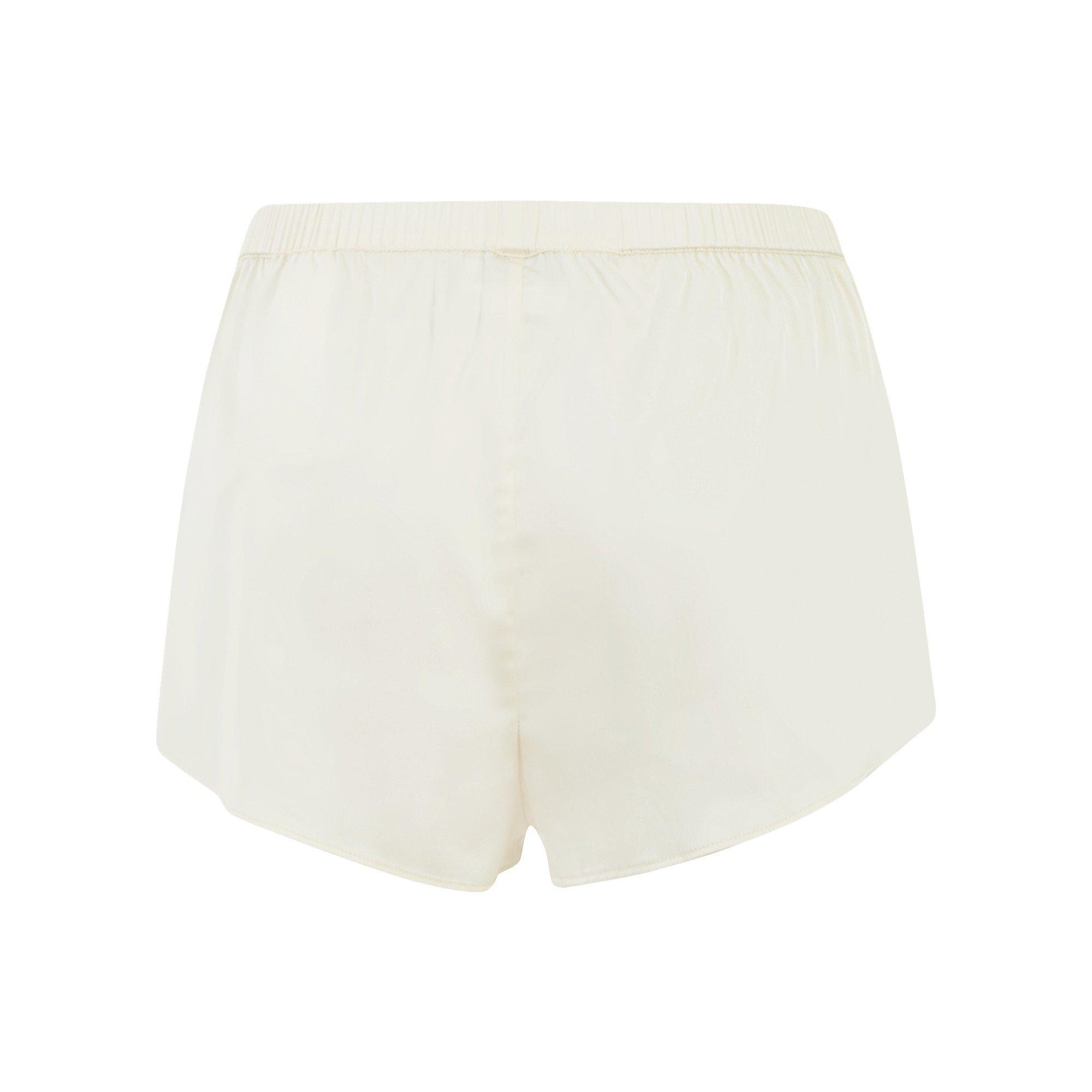 L/AB c/o Off-White Women&rsquo;s Rhinestone Solid Sateen Flutter Pajama Short - White - WHITE