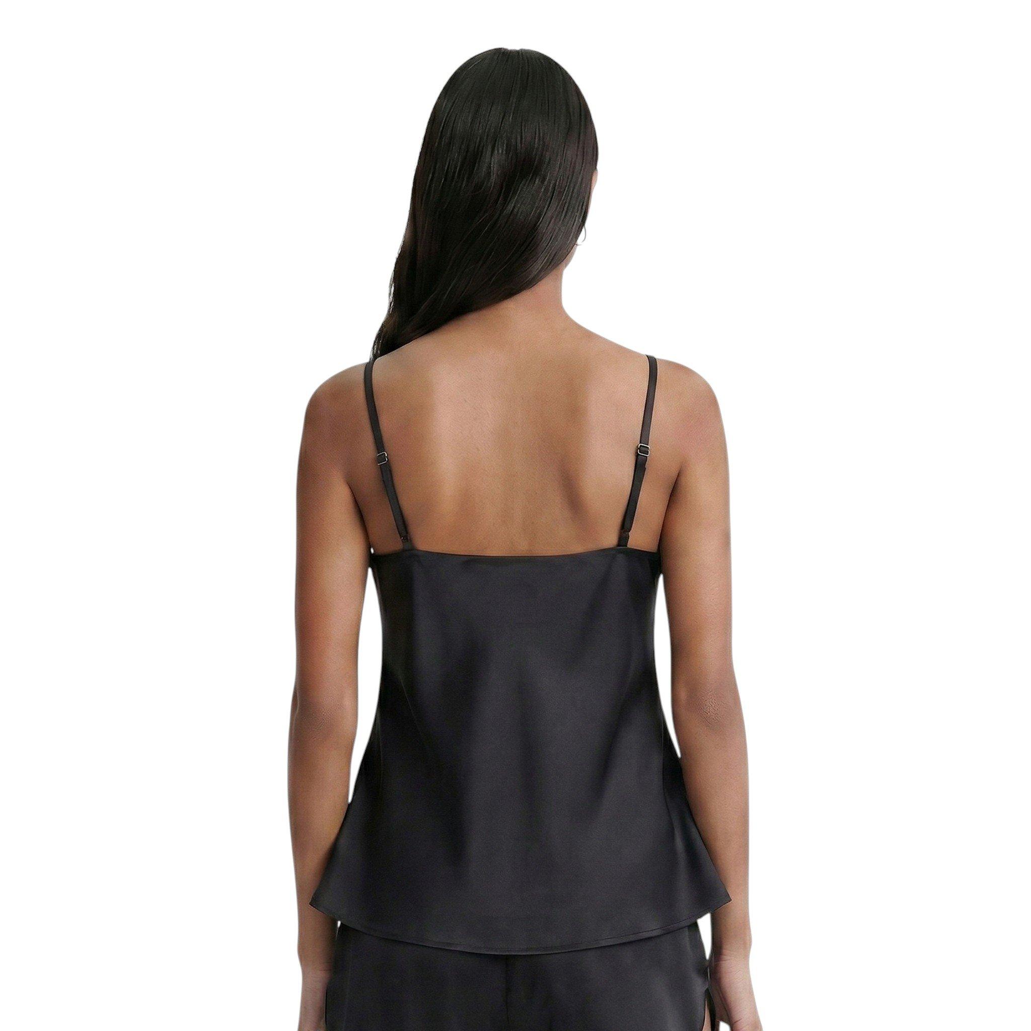 L/AB c/o Off-White Women&rsquo;s Rhinestone Solid Sateen Sleep Camisole - Black - BLACK