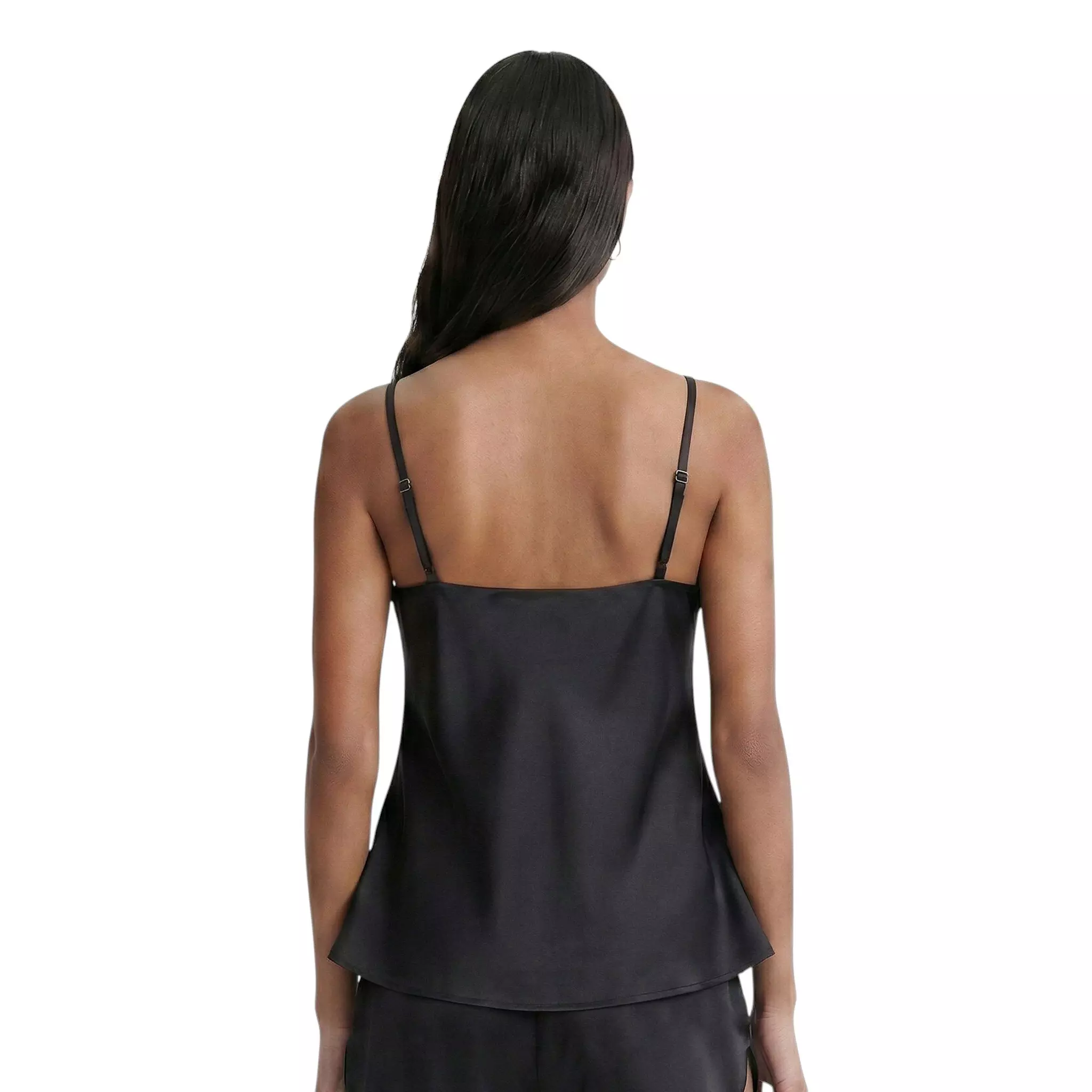 L/AB c/o Off-White Women&rsquo;s Rhinestone Solid Sateen Sleep Camisole - Black - BLACK